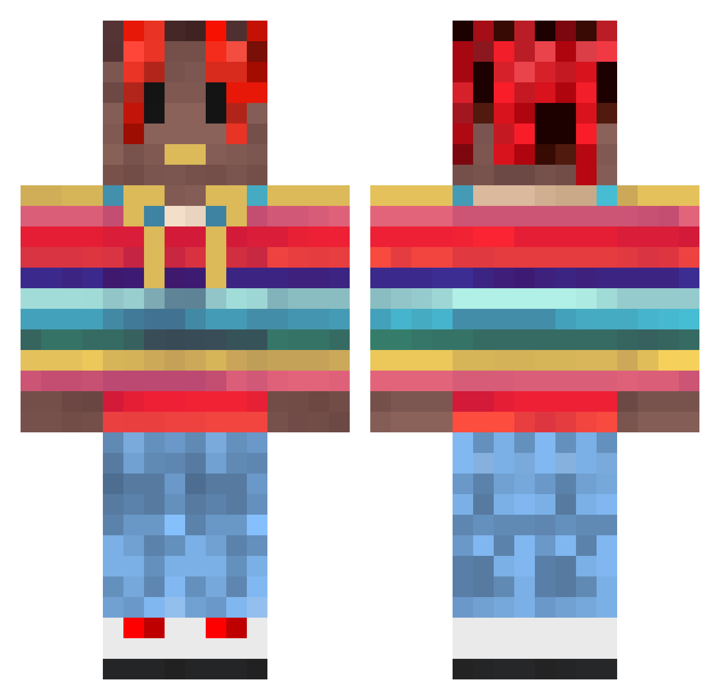 Coughed Minecraft skin, front and back view