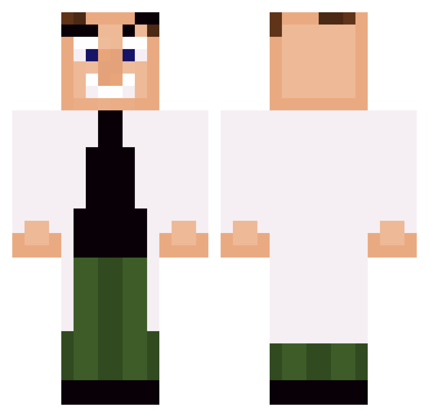 Tmo69420 Minecraft skin, front and back view