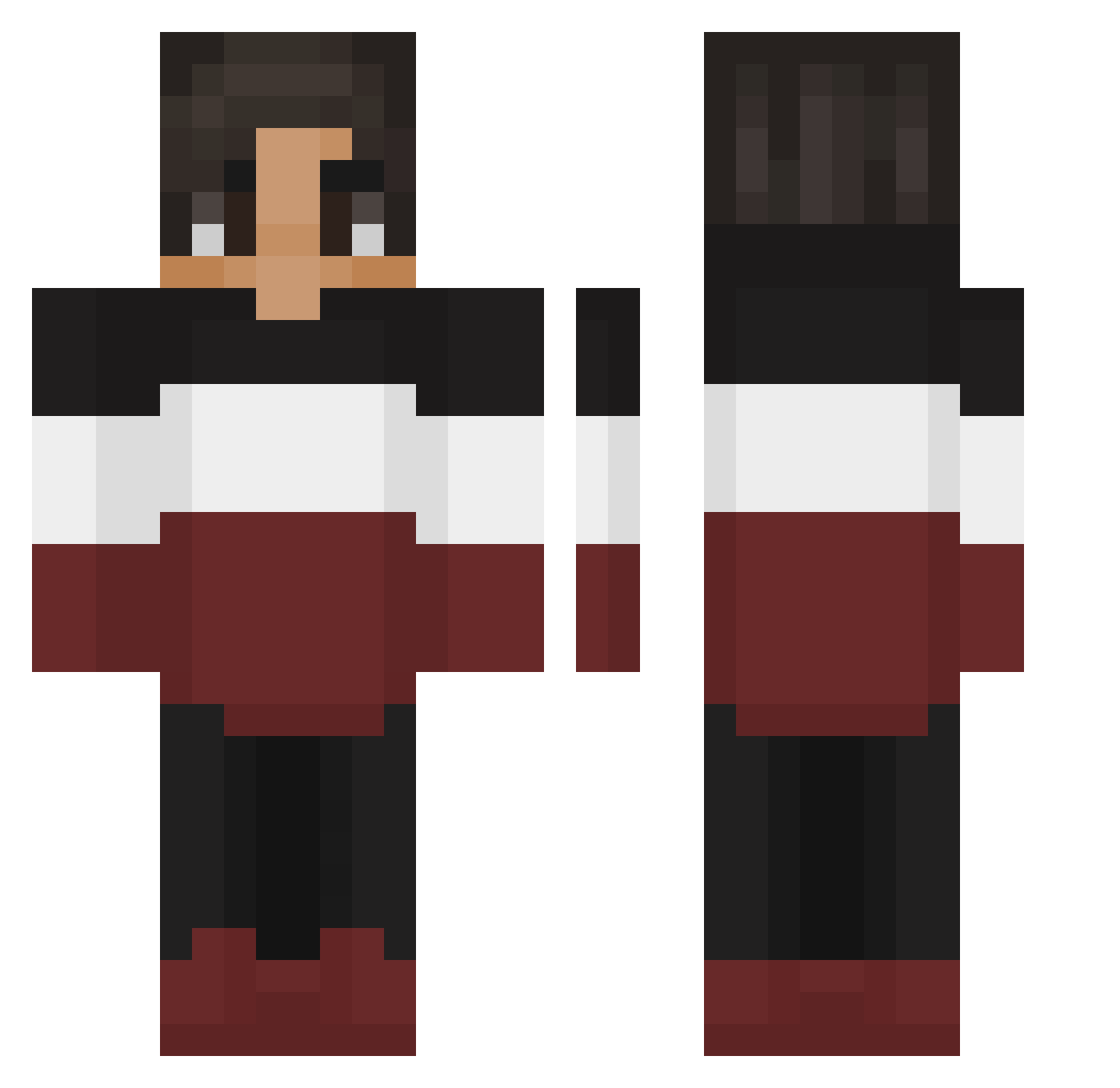 ZenVexuhn Minecraft skin, front and back view