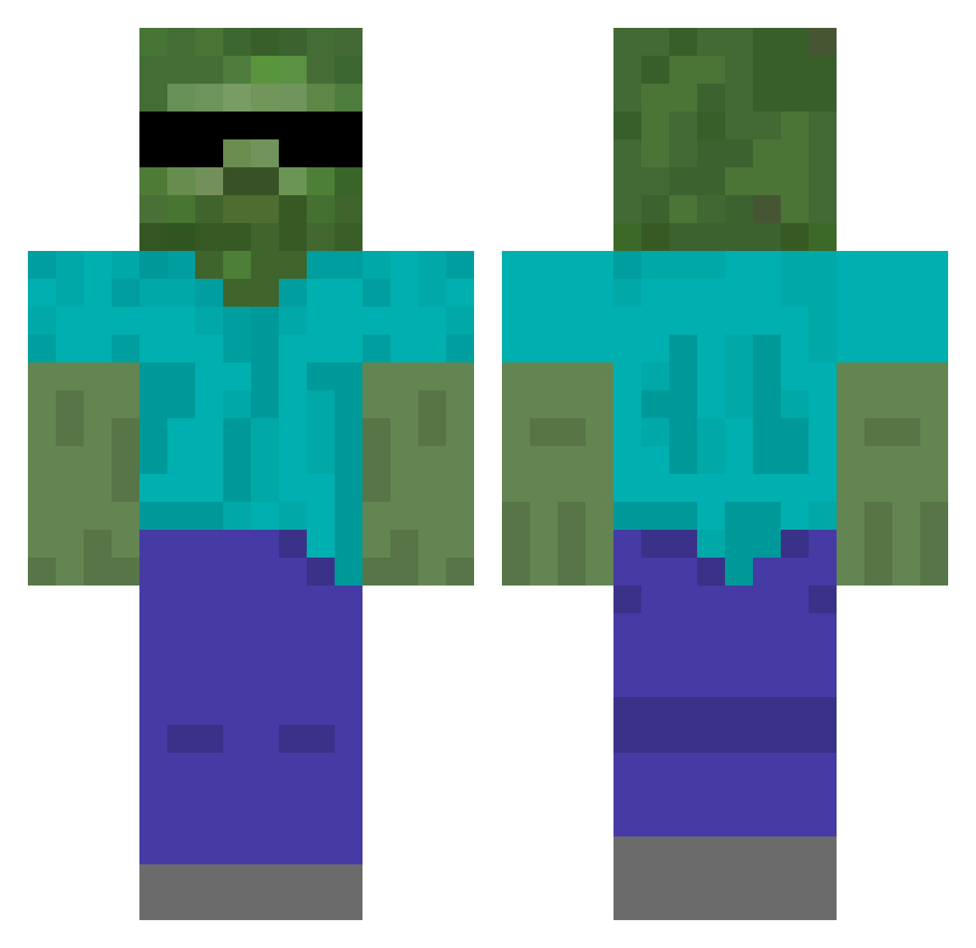 Slayer345 Minecraft skin, front and back view