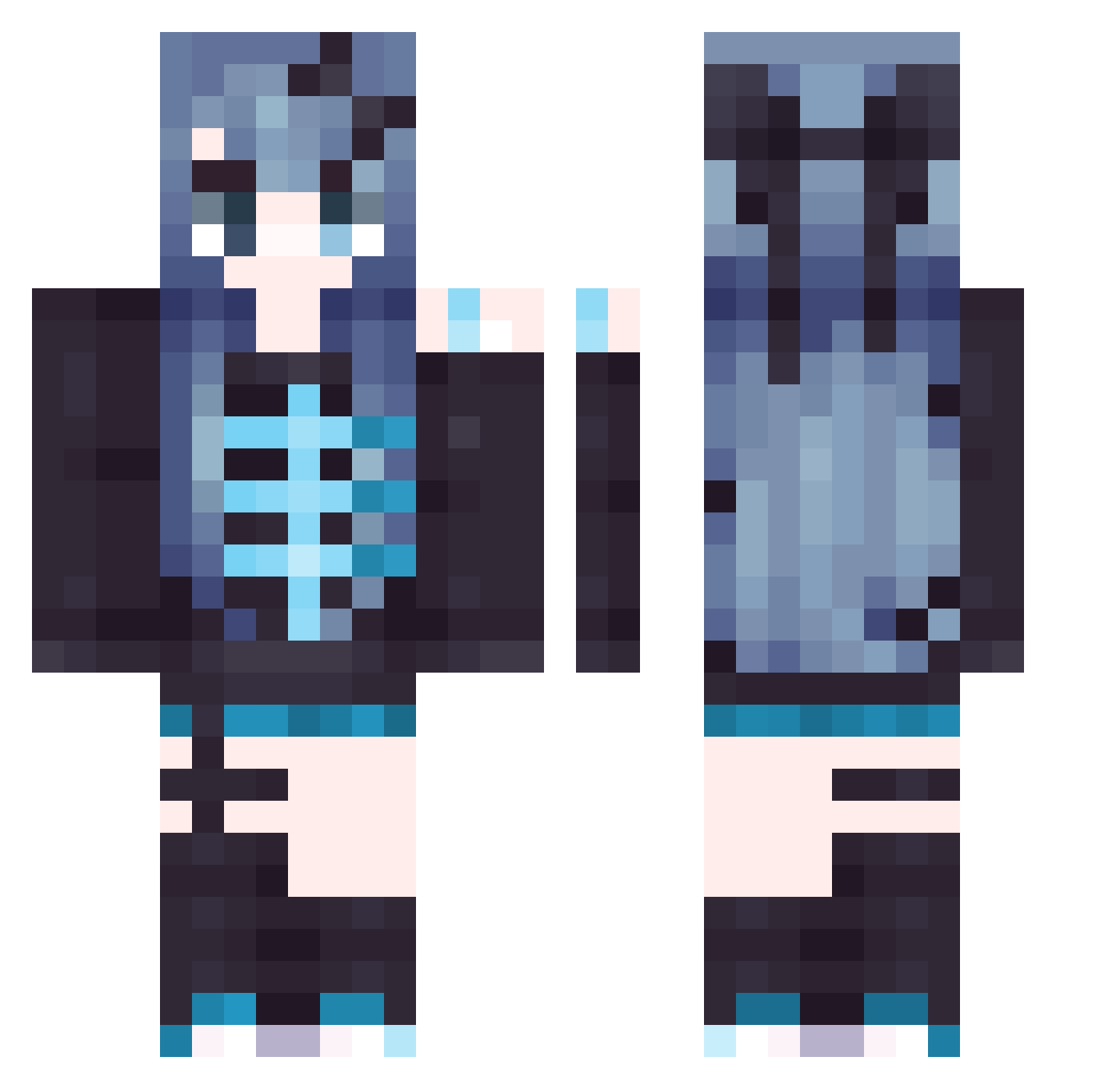 Shlingush Minecraft skin, front and back view