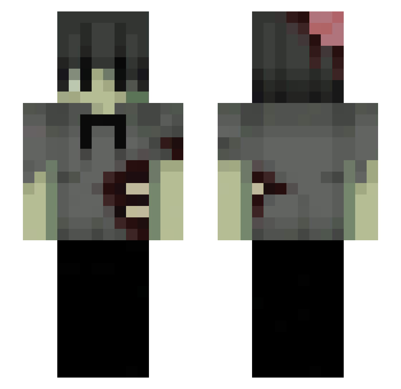 Wrenlolz Minecraft skin, front and back view