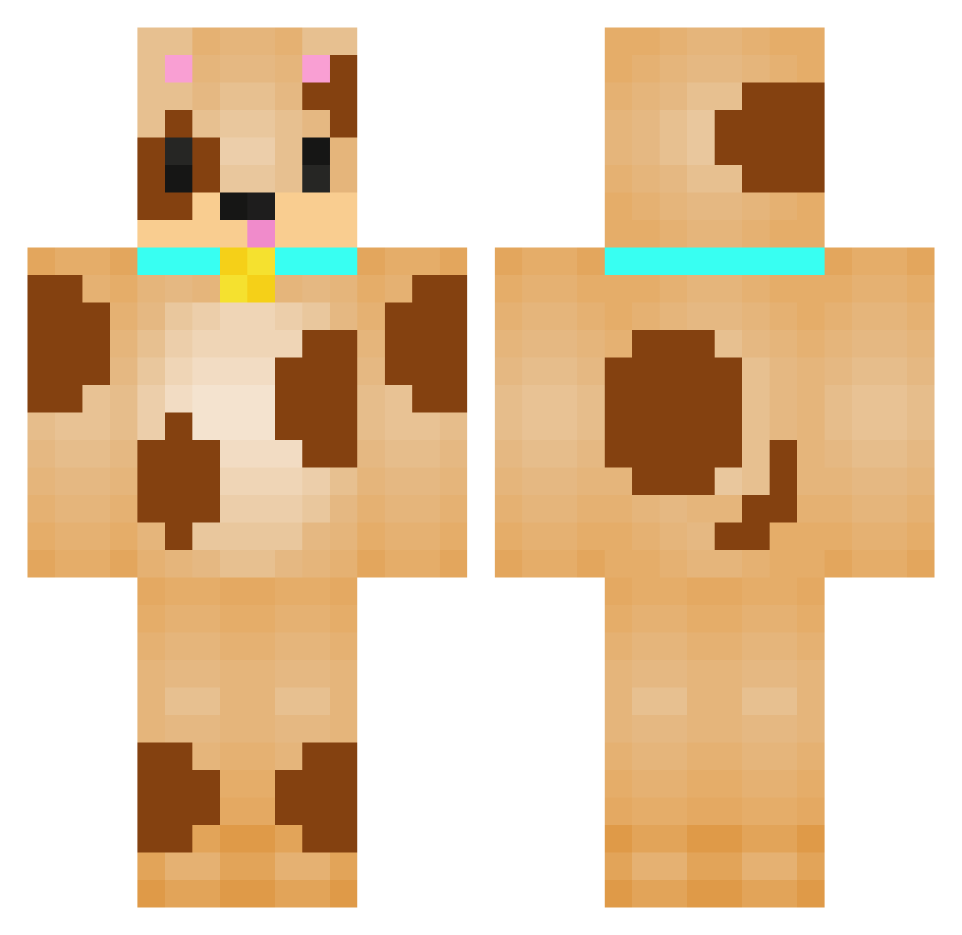 Whessol Minecraft skin, front and back view