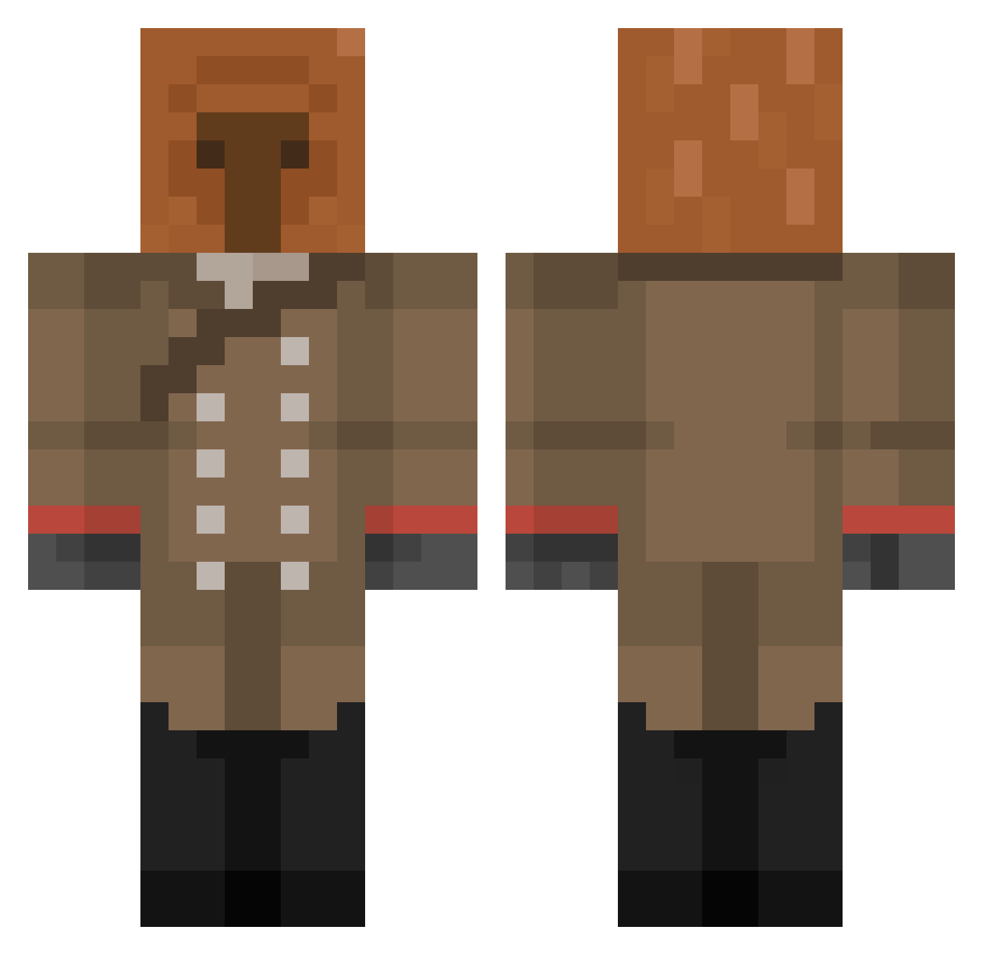 Boh222 Minecraft skin, front and back view