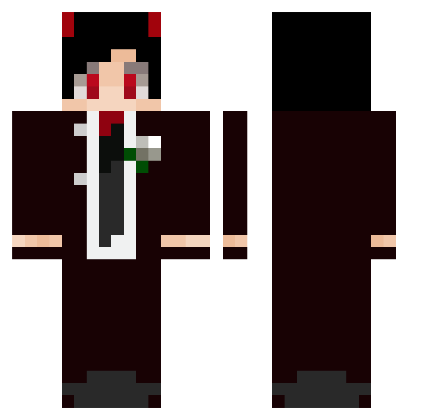 SmartBaKu Minecraft skin, front and back view