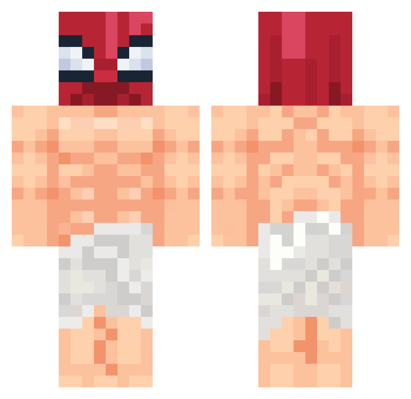 Hazano Minecraft skin, front and back view