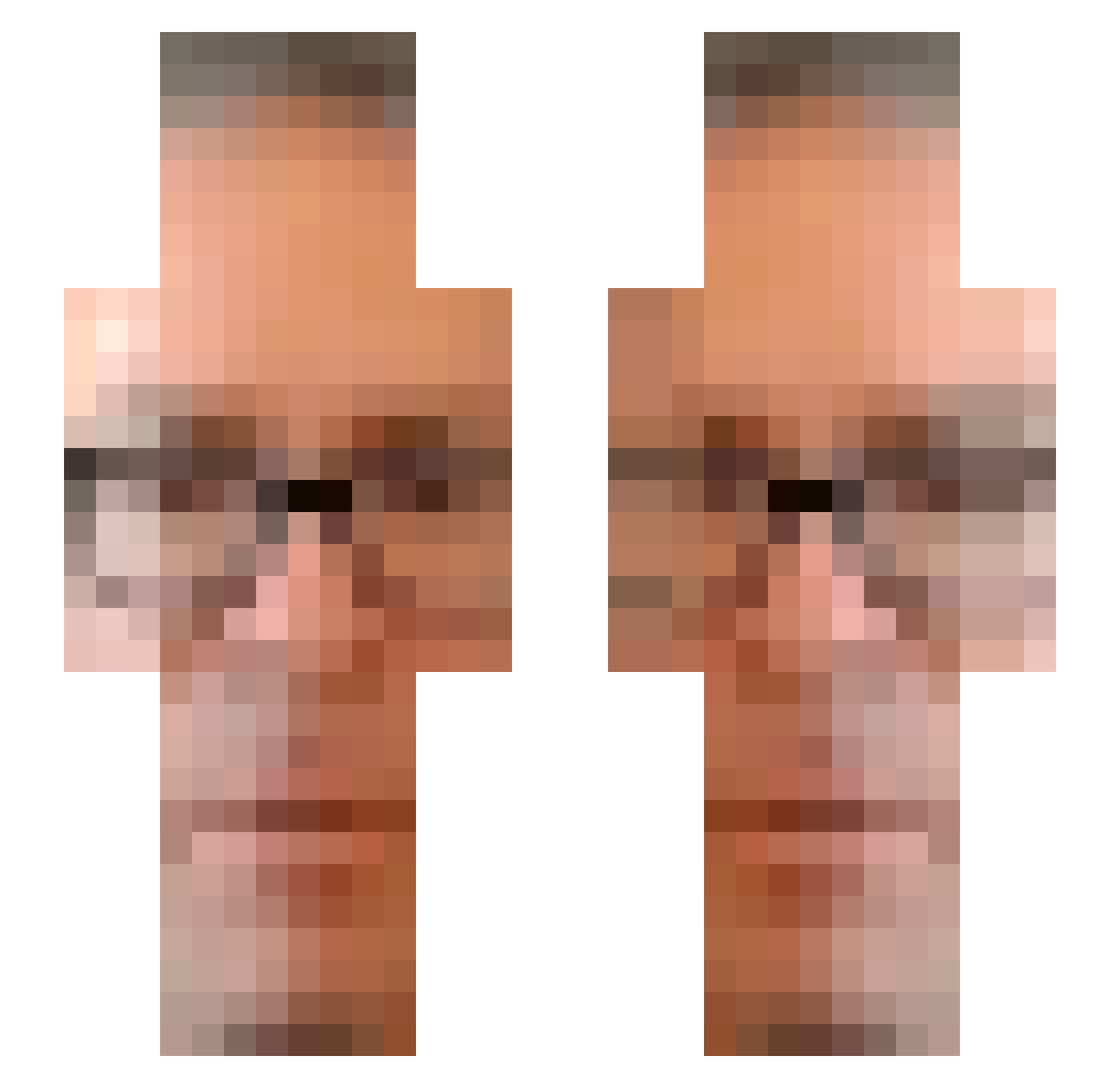 TripoWorld Minecraft skin, front and back view