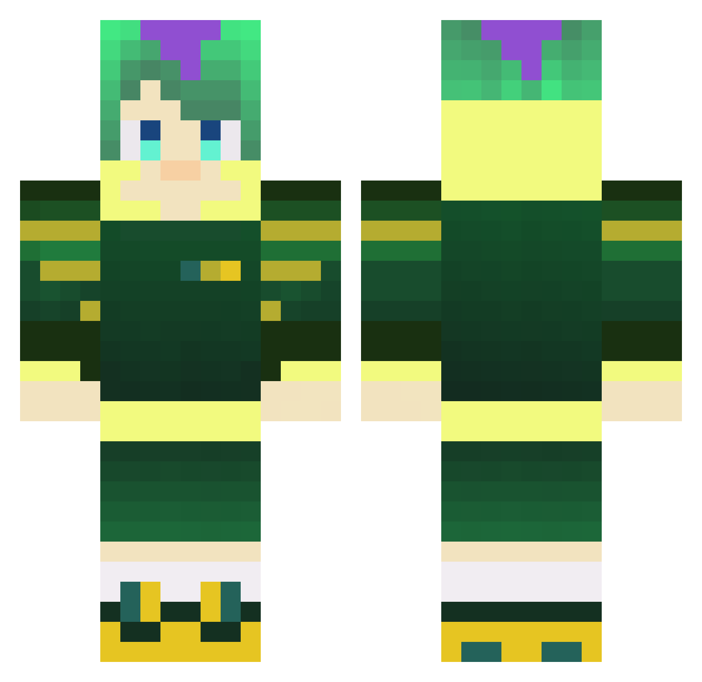 Ophioglossales Minecraft skin, front and back view
