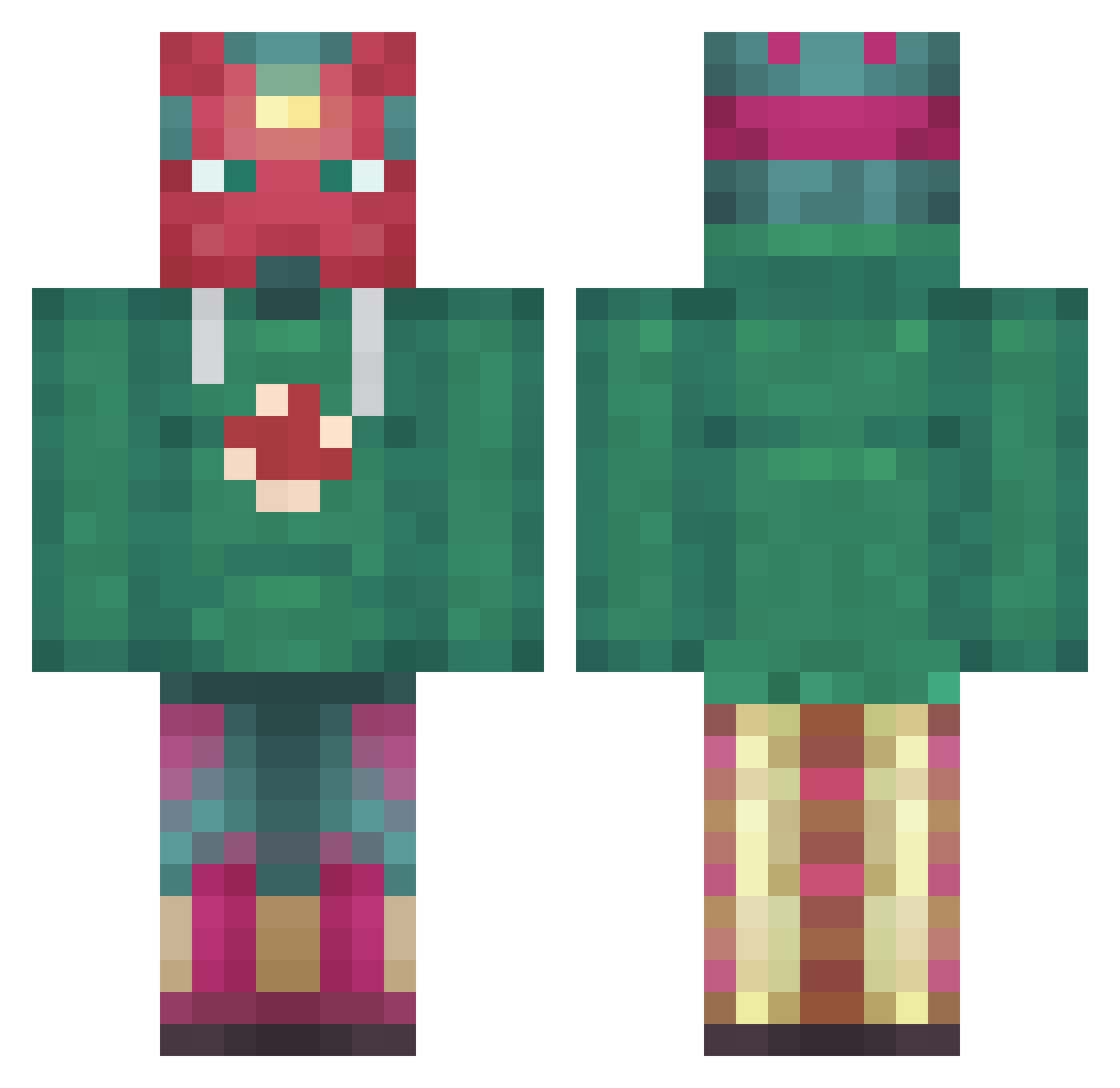 WeFacu Minecraft skin, front and back view