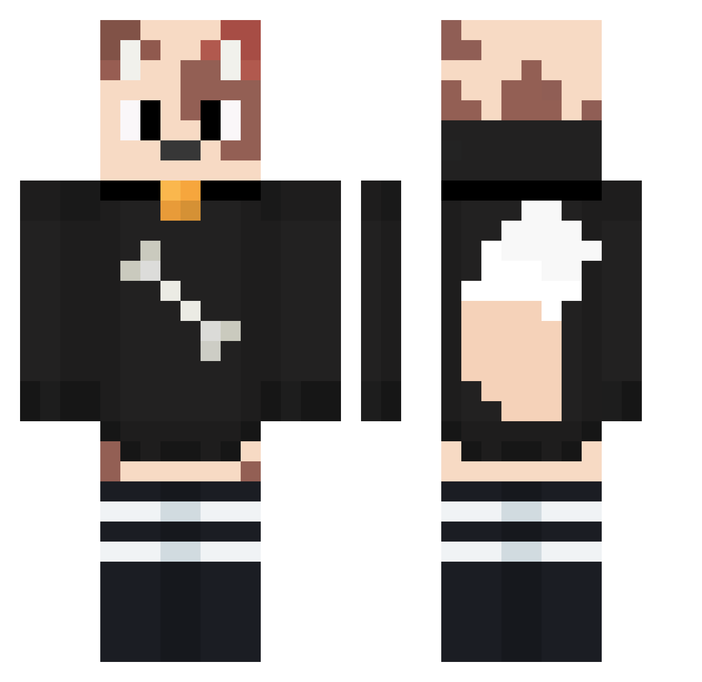 BruGatto Minecraft skin, front and back view
