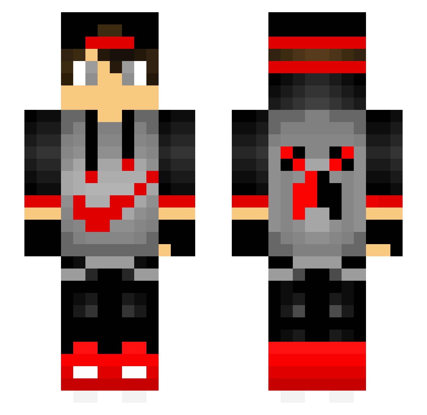 Vlizxy Minecraft skin, front and back view