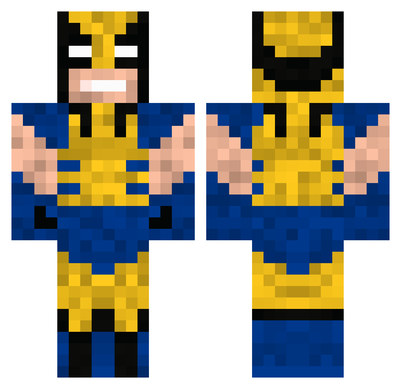 Beaded Minecraft skin, front and back view