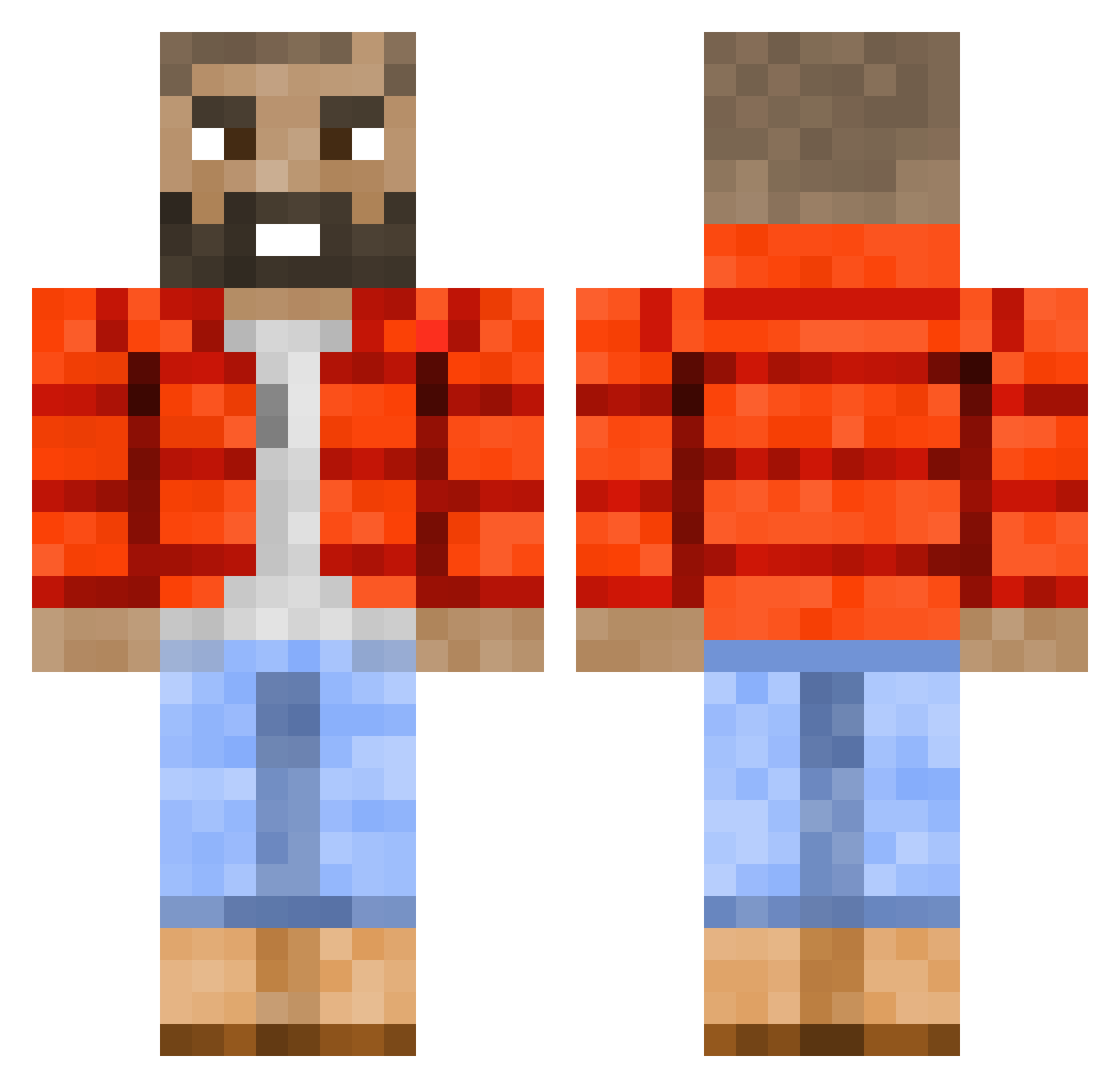 Skepticss Minecraft skin, front and back view