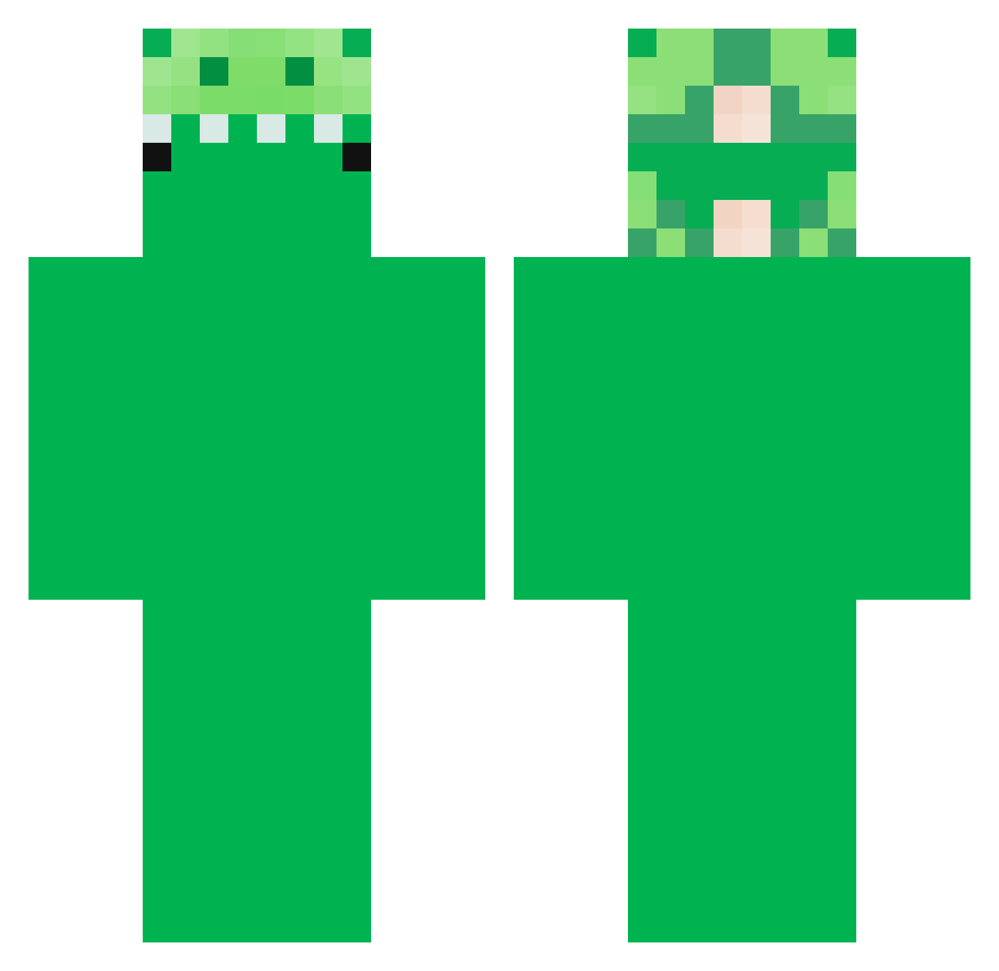 dinopy Minecraft skin, front and back view