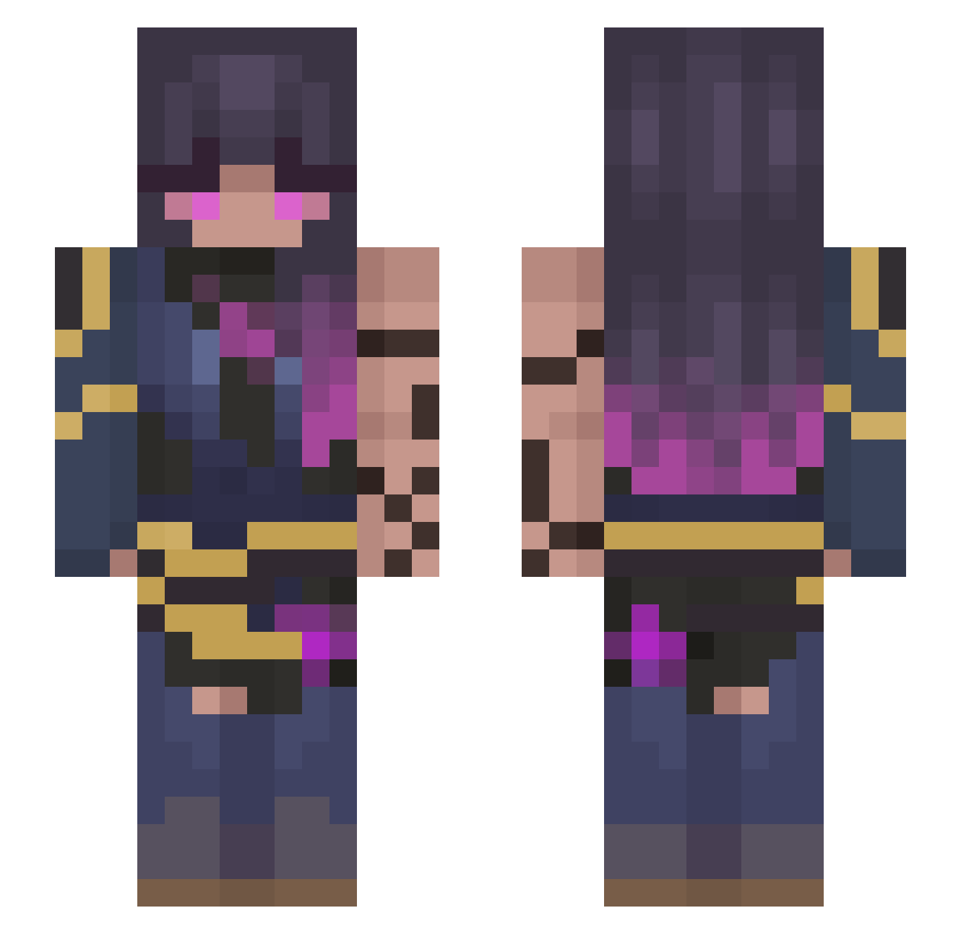 Sayan0Syka Minecraft skin, front and back view