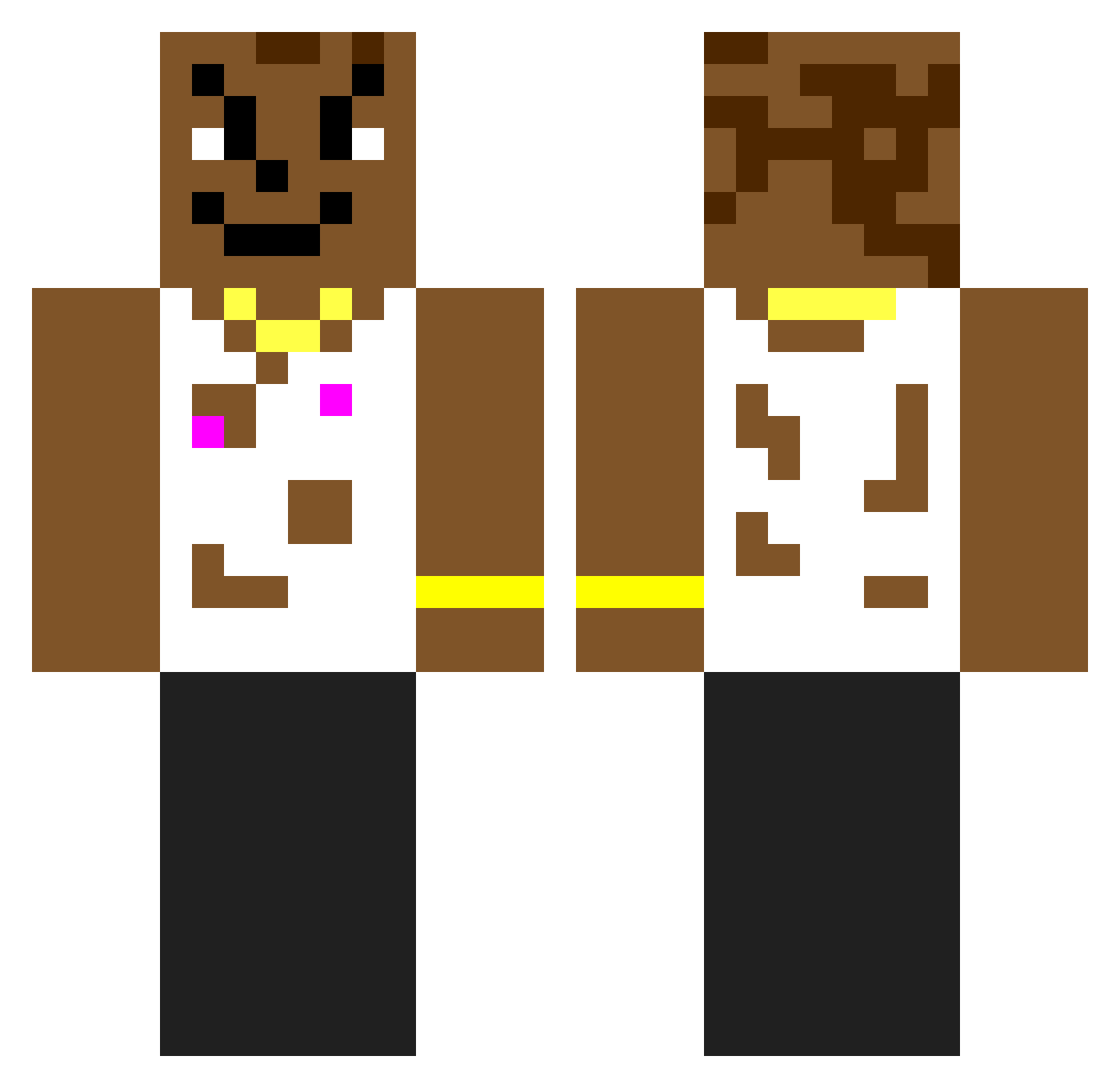 preextensive Minecraft skin, front and back view