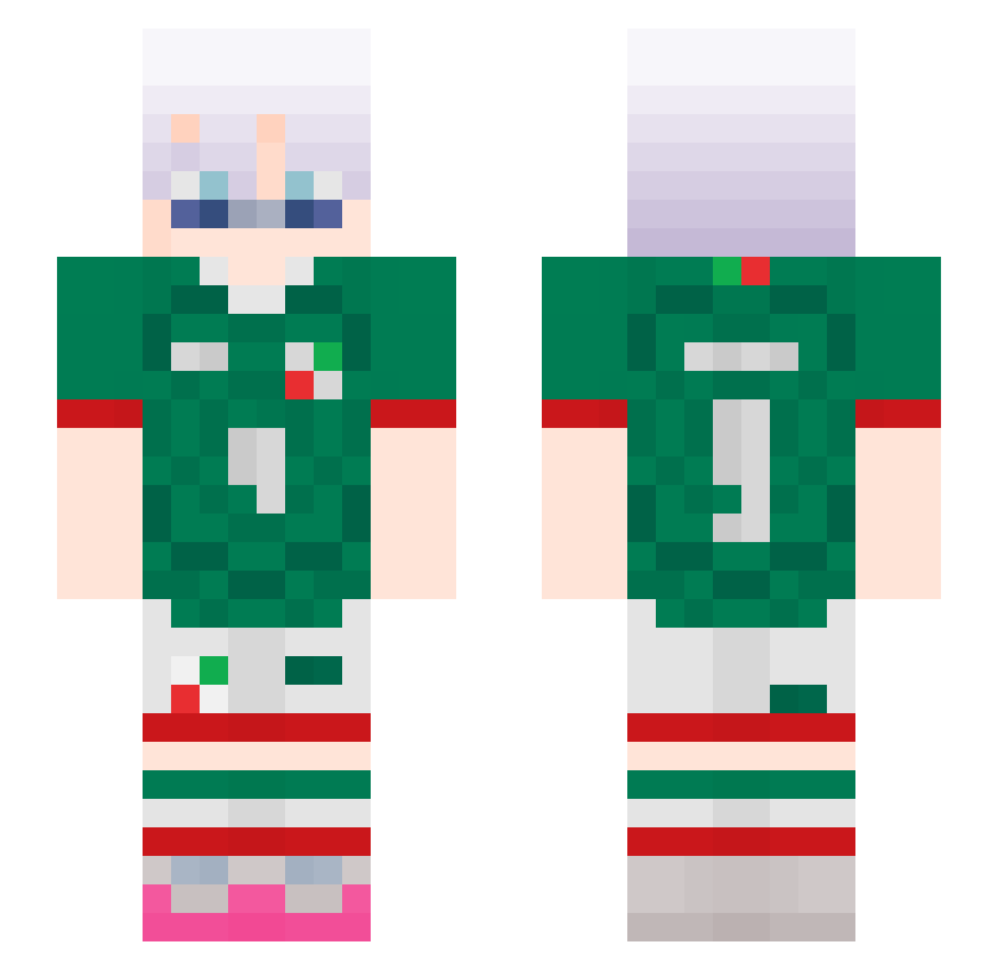 Marce_x Minecraft skin, front and back view