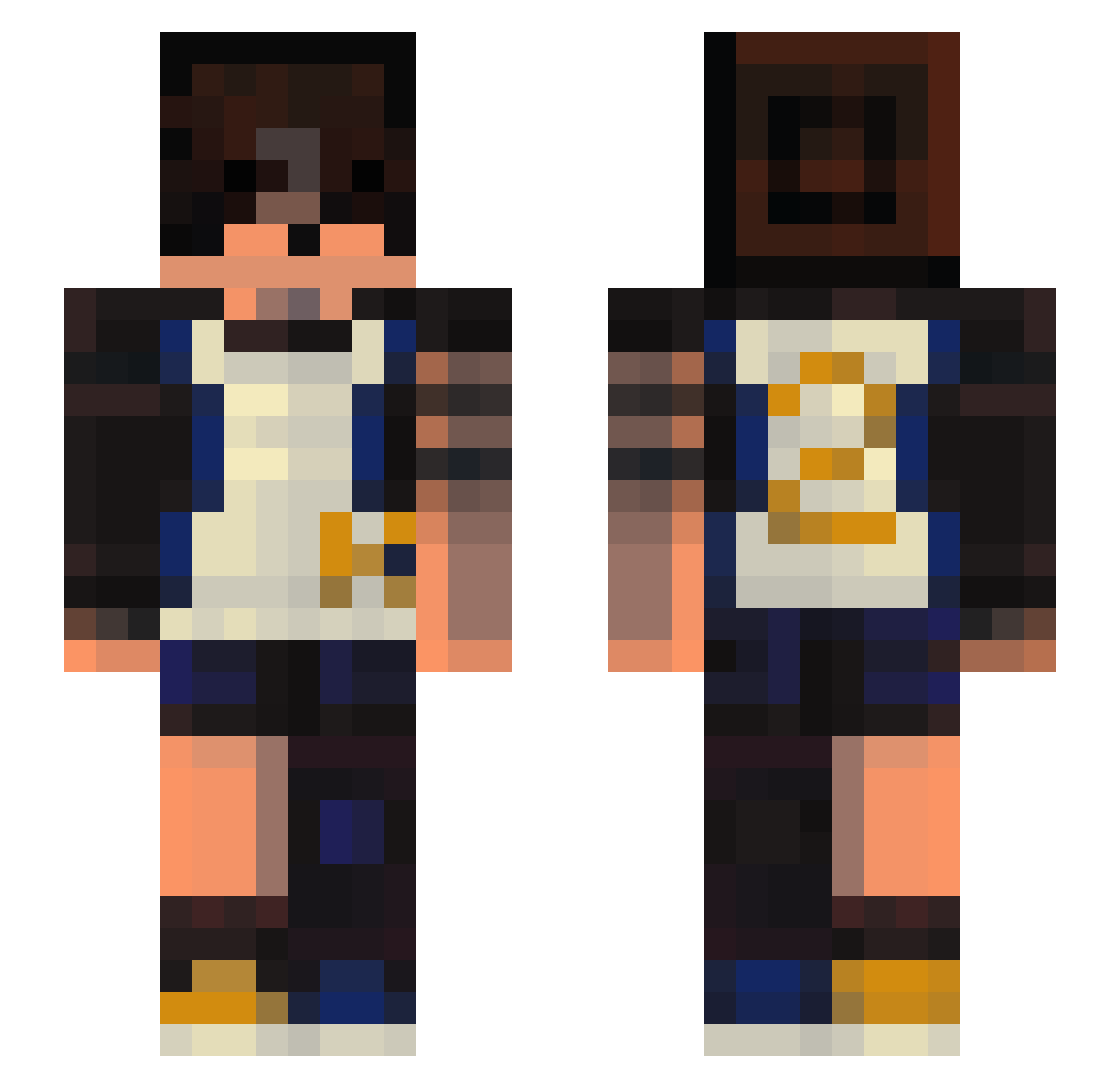 SirCakeRP Minecraft skin, front and back view