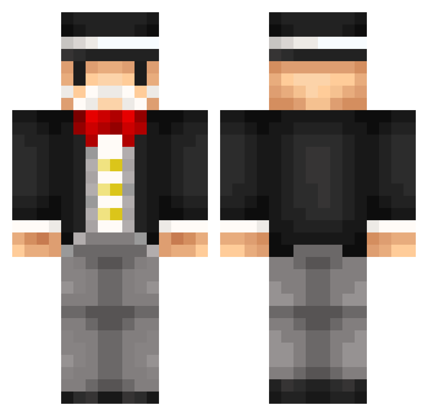 Stipulating Minecraft skin, front and back view