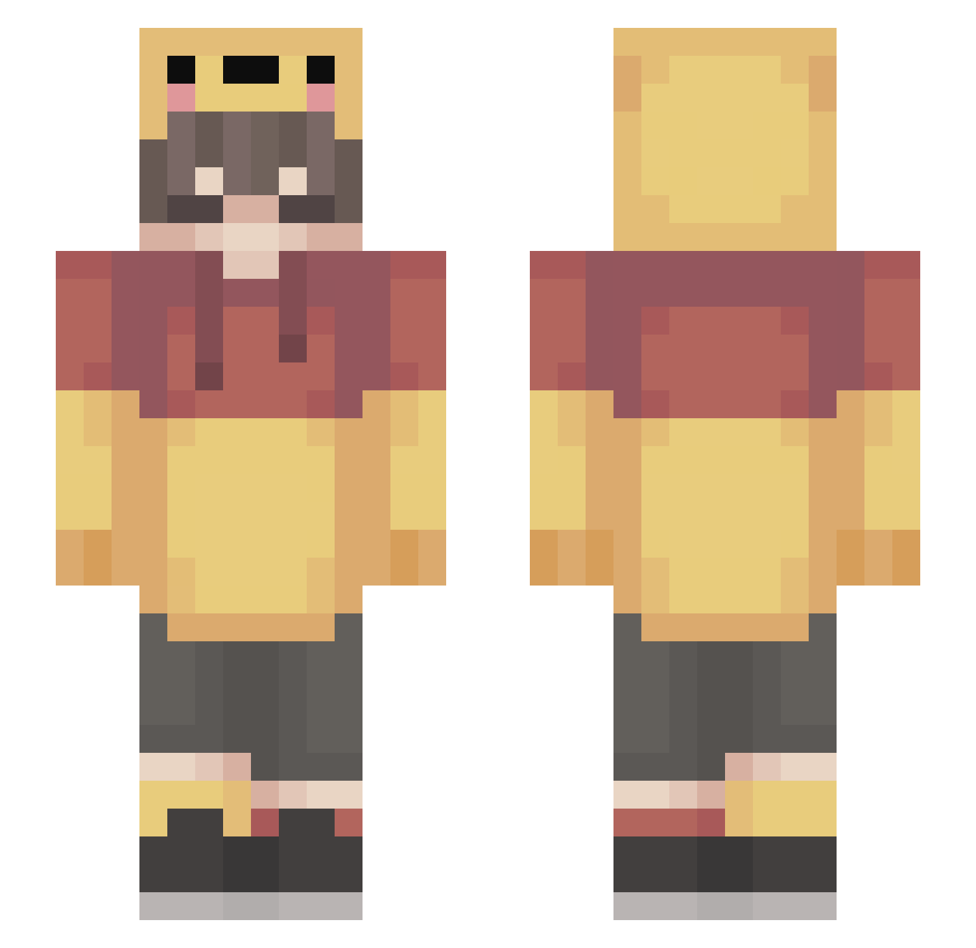 JKwwwwwww Minecraft skin, front and back view