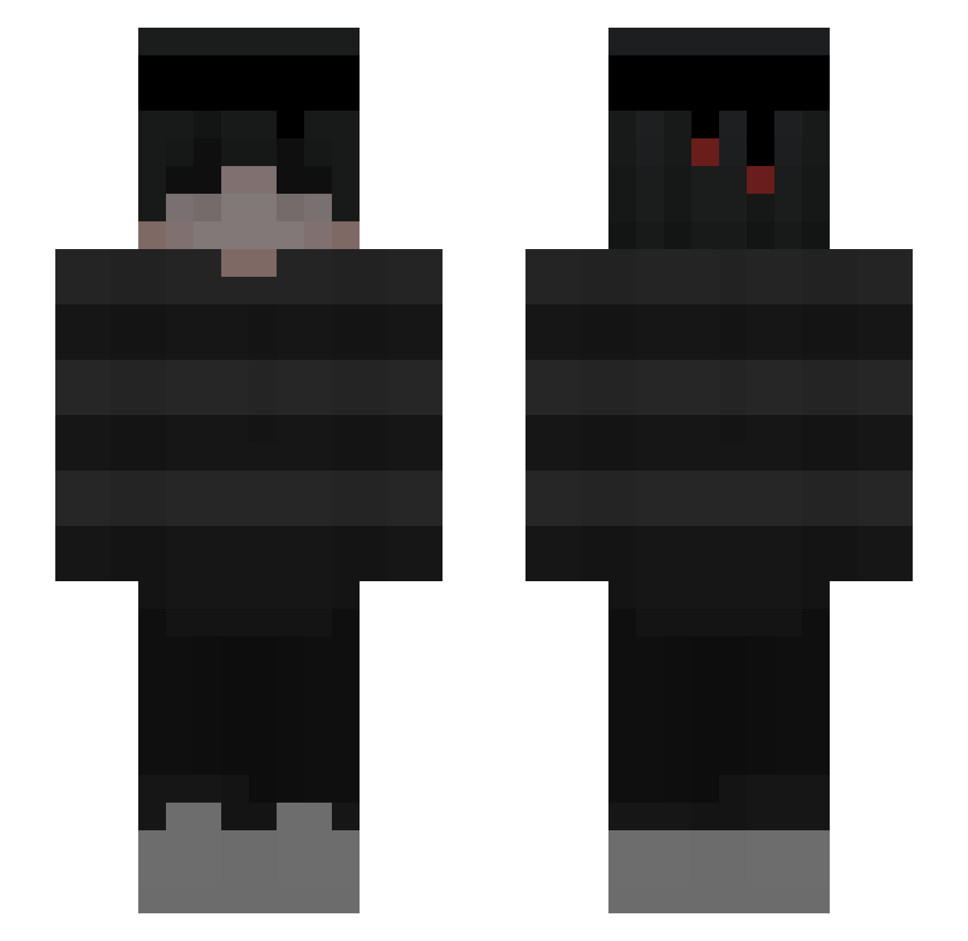 TheRealWesta Minecraft skin, front and back view