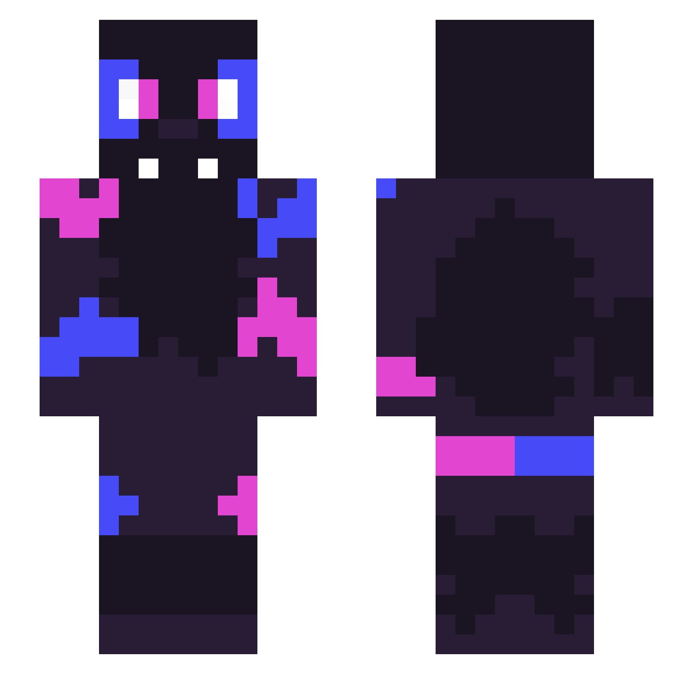 SirDuskII Minecraft skin, front and back view