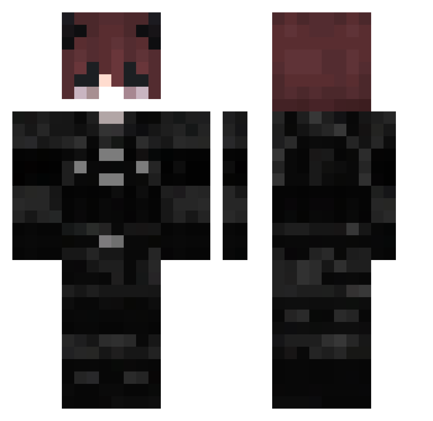 Raven9174 Minecraft skin, front and back view