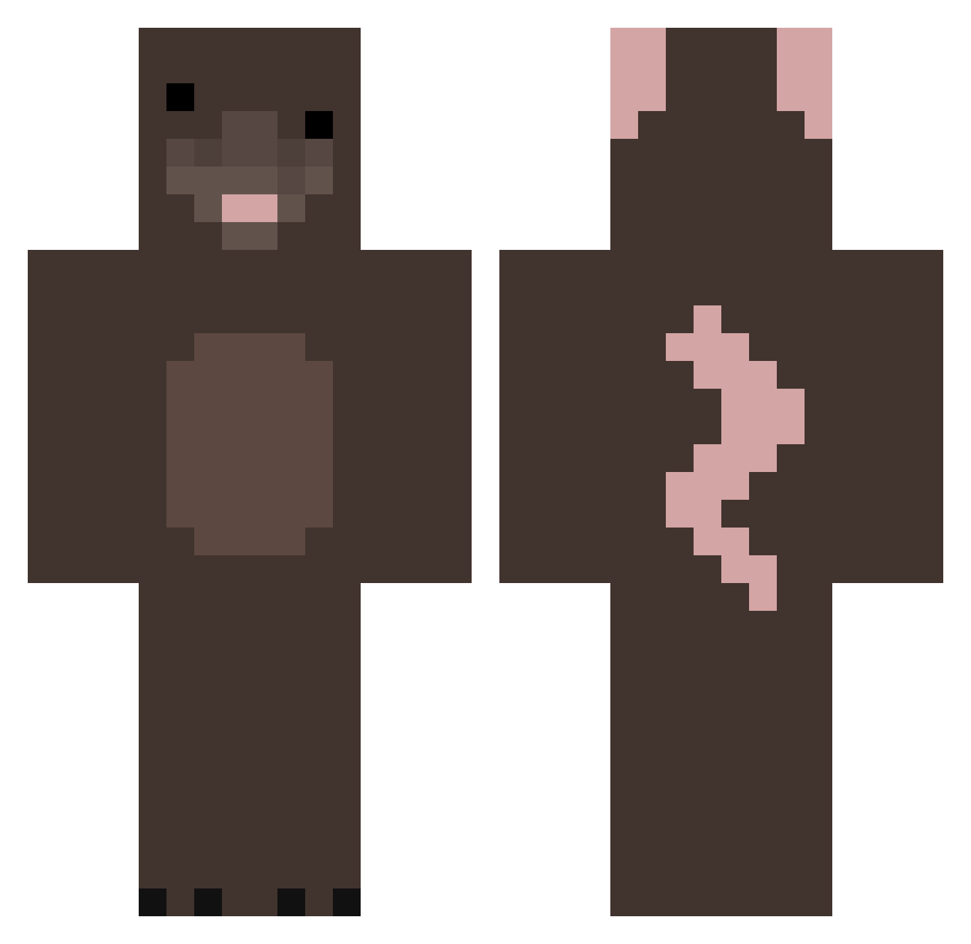 RatoMaluco Minecraft skin, front and back view