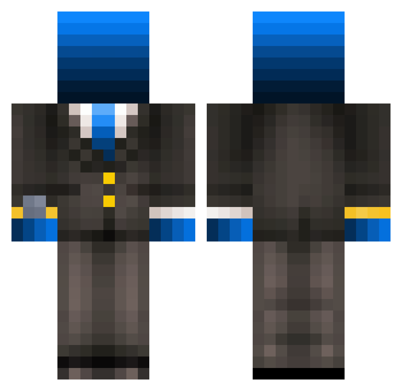 Shadowlord296 Minecraft skin, front and back view