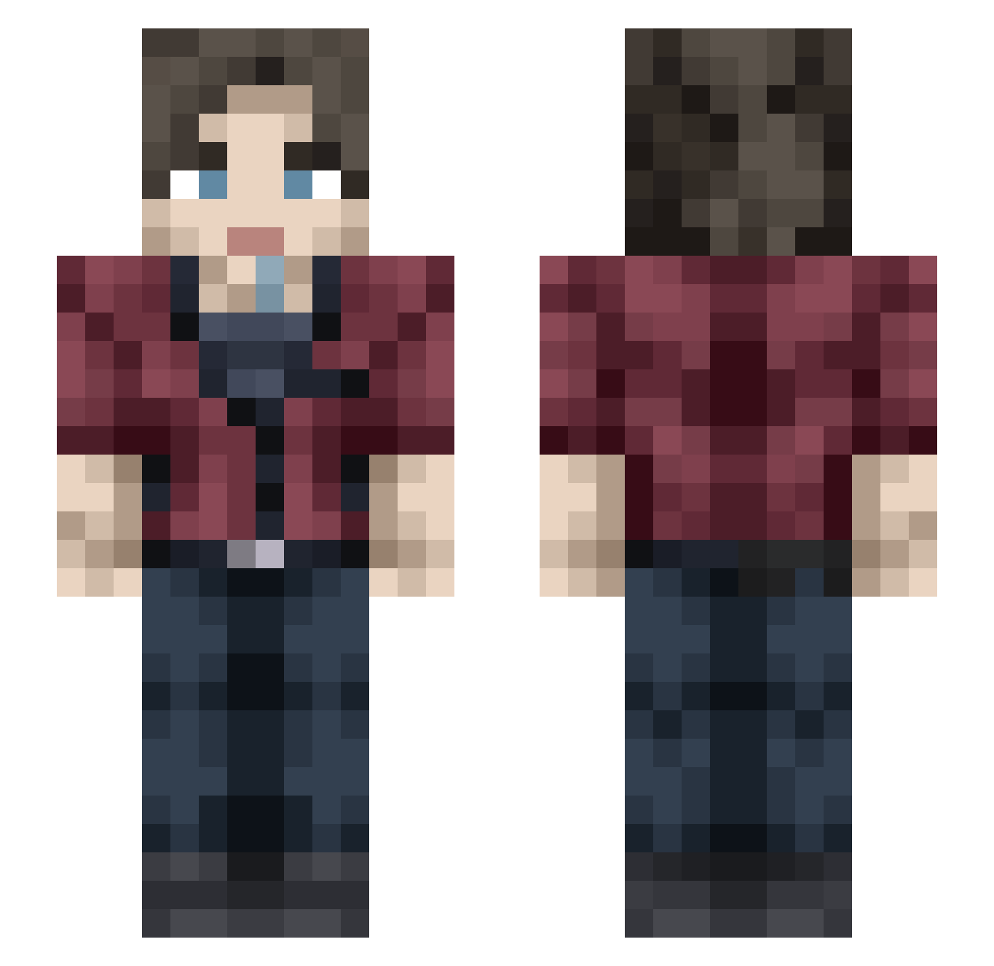 Gavix Minecraft skin, front and back view