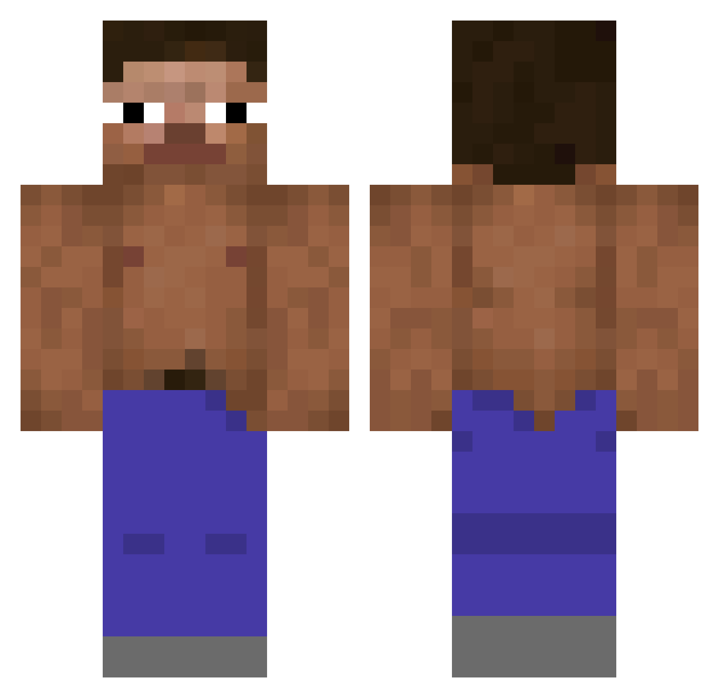 RustSteve_ Minecraft skin, front and back view