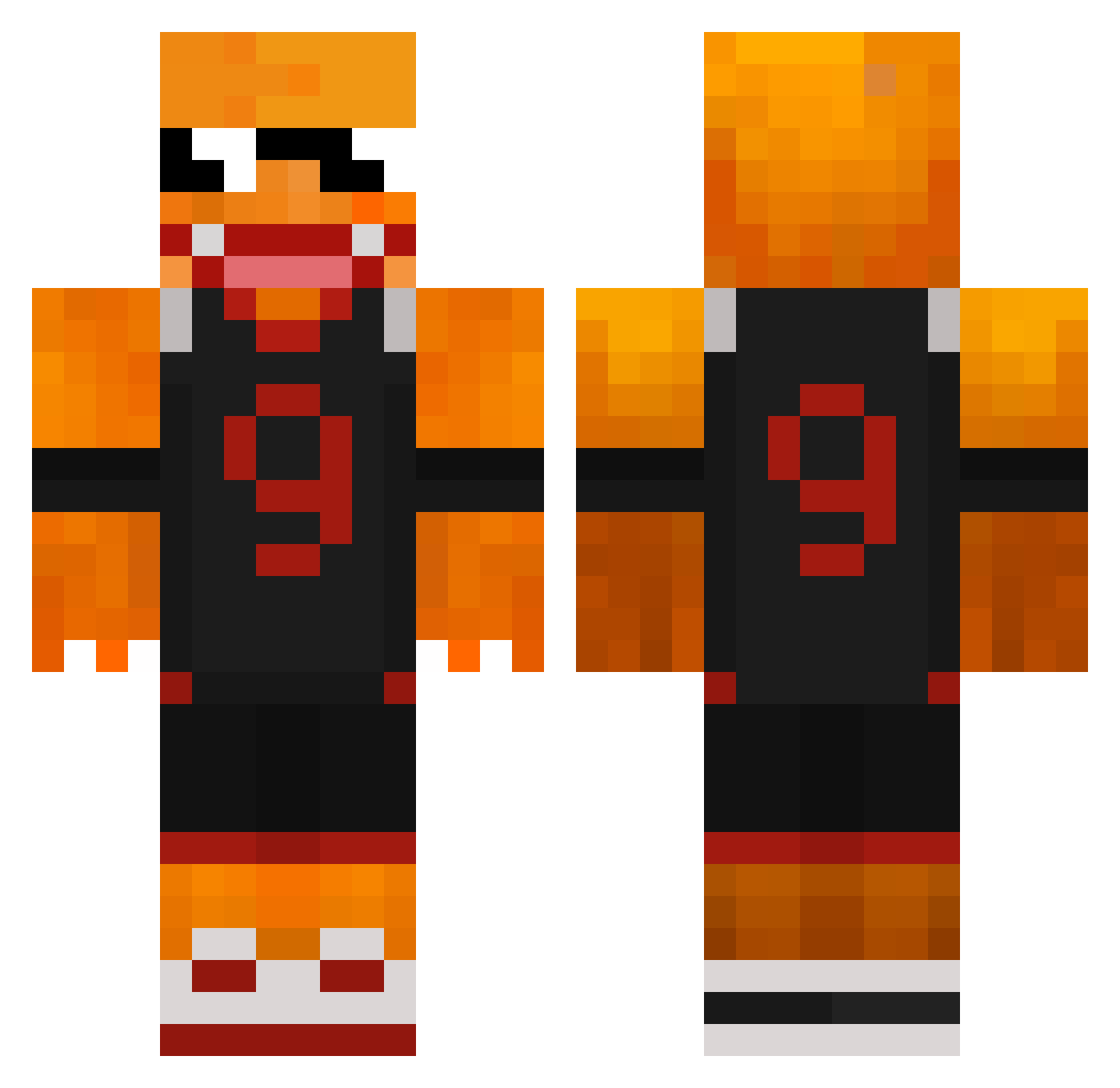 Korkawtorka Minecraft skin, front and back view