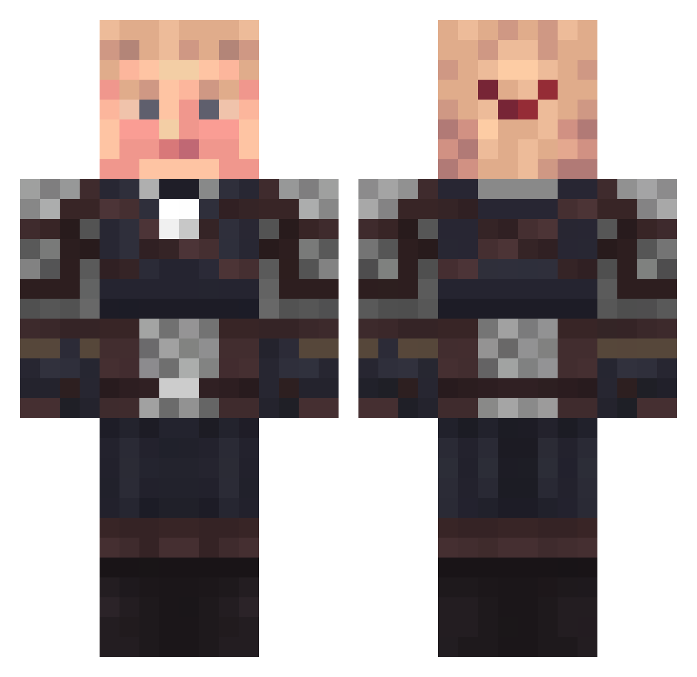 LowKeyLui Minecraft skin, front and back view