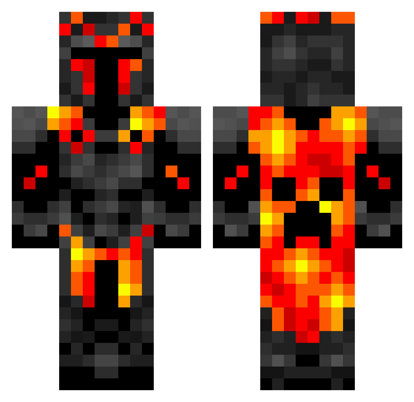 TJBonfire2 Minecraft skin, front and back view
