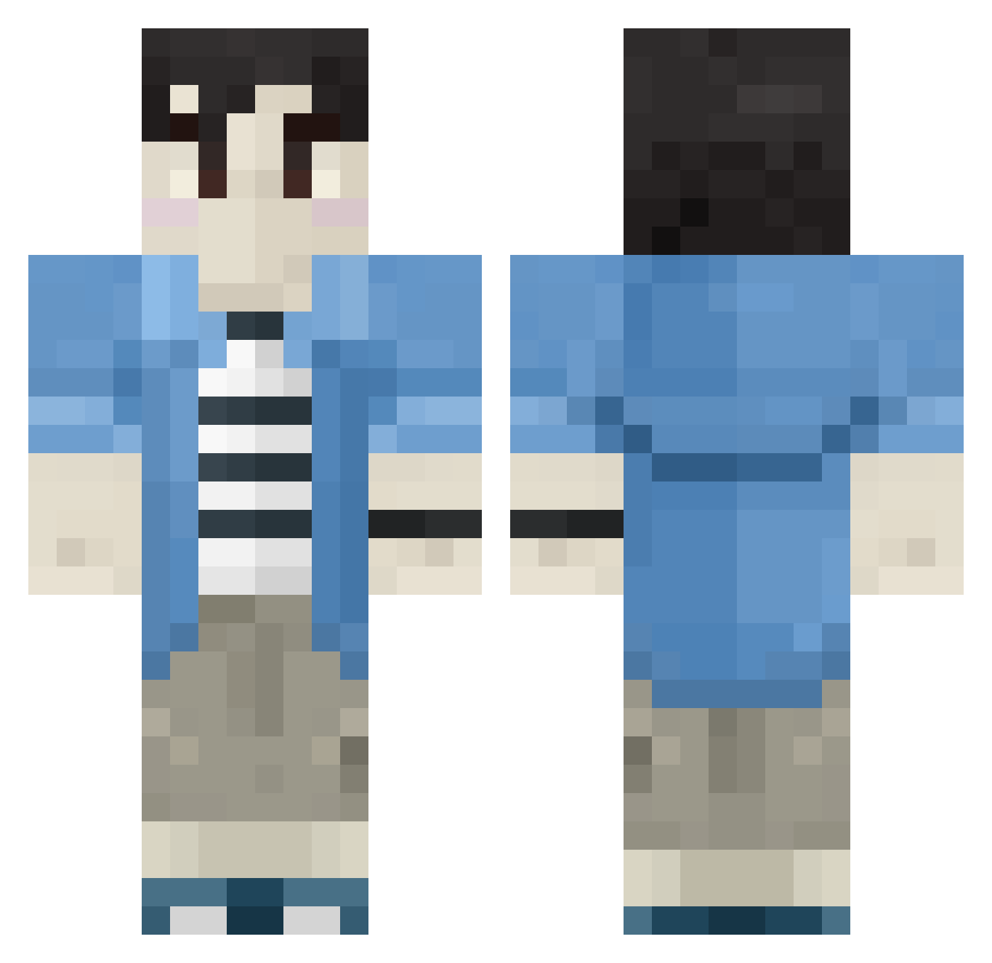ReZ0rt Minecraft skin, front and back view