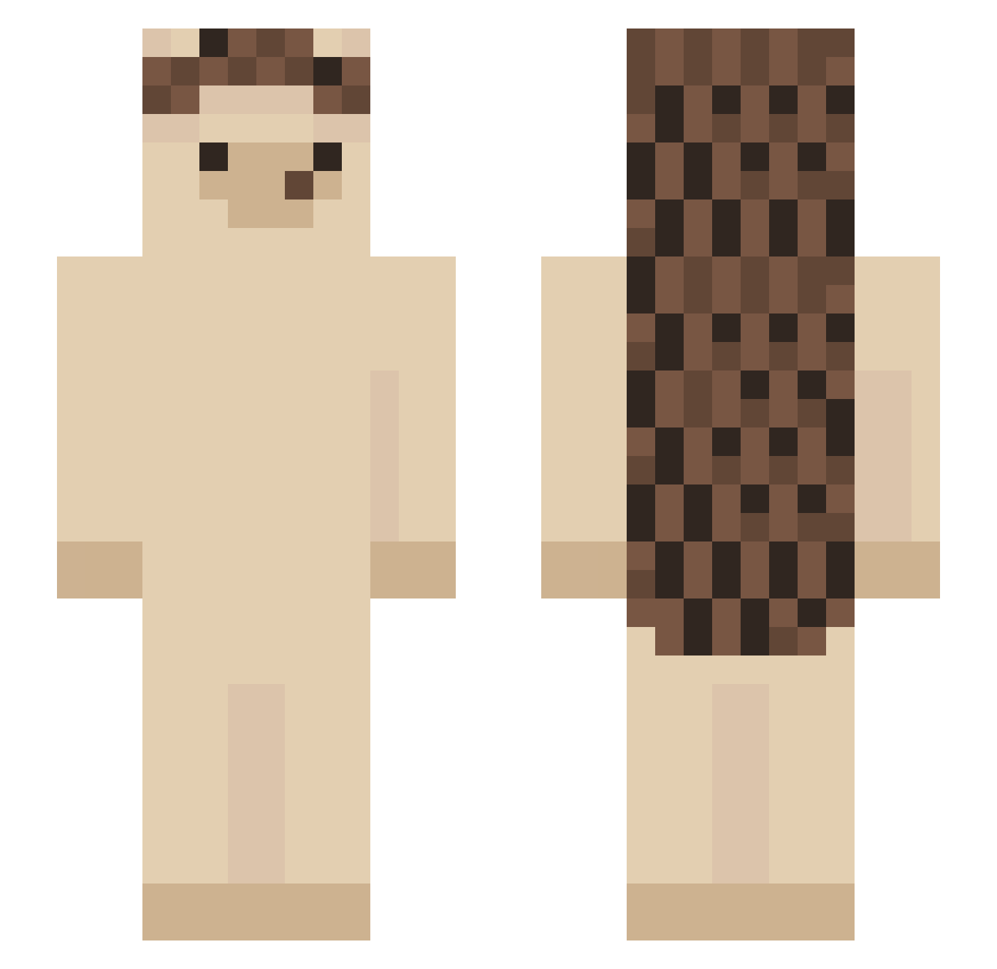 Voortvluchtig Minecraft skin, front and back view