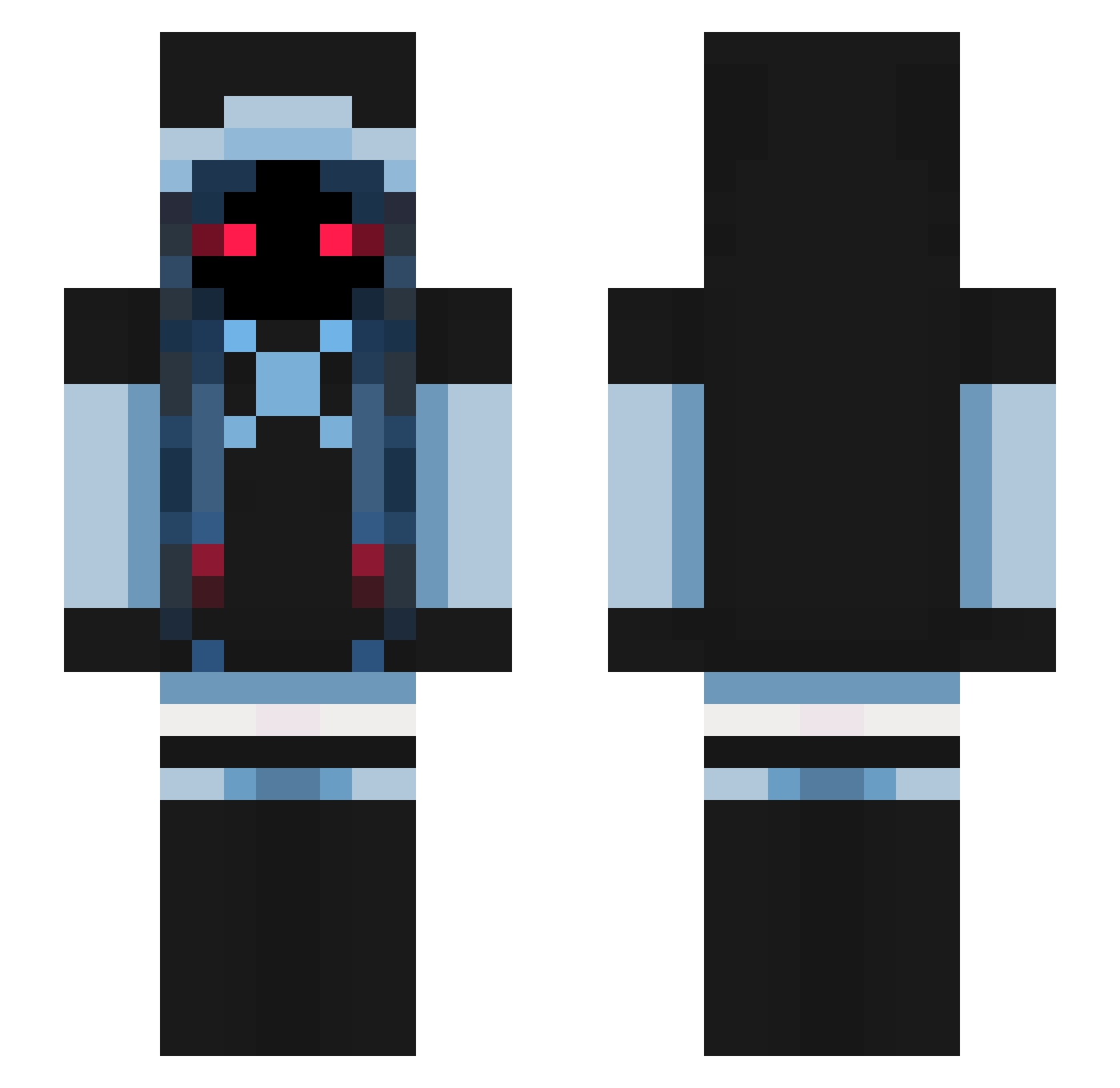 Melsnow Minecraft skin, front and back view