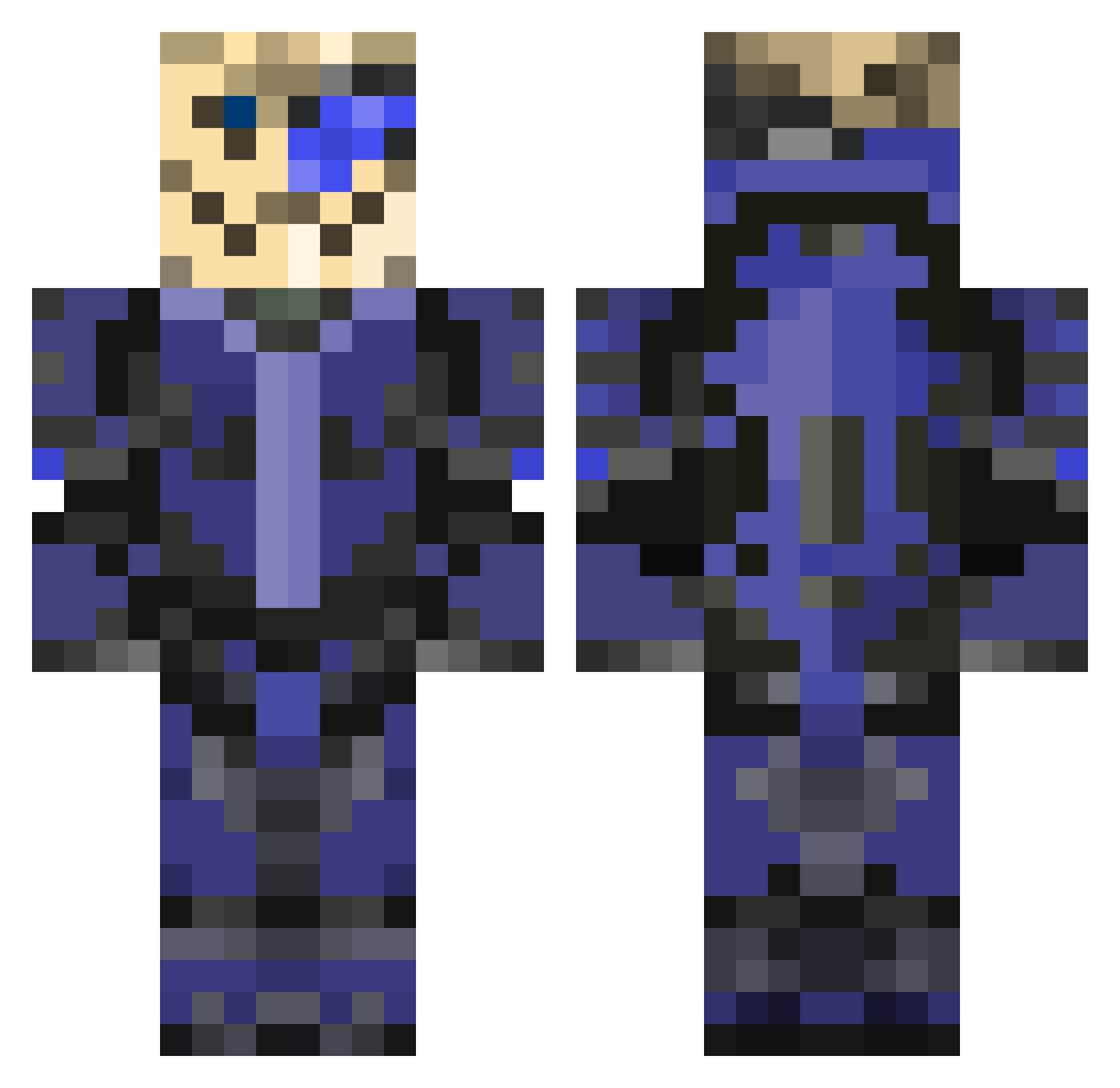 TooManyMoless Minecraft skin, front and back view