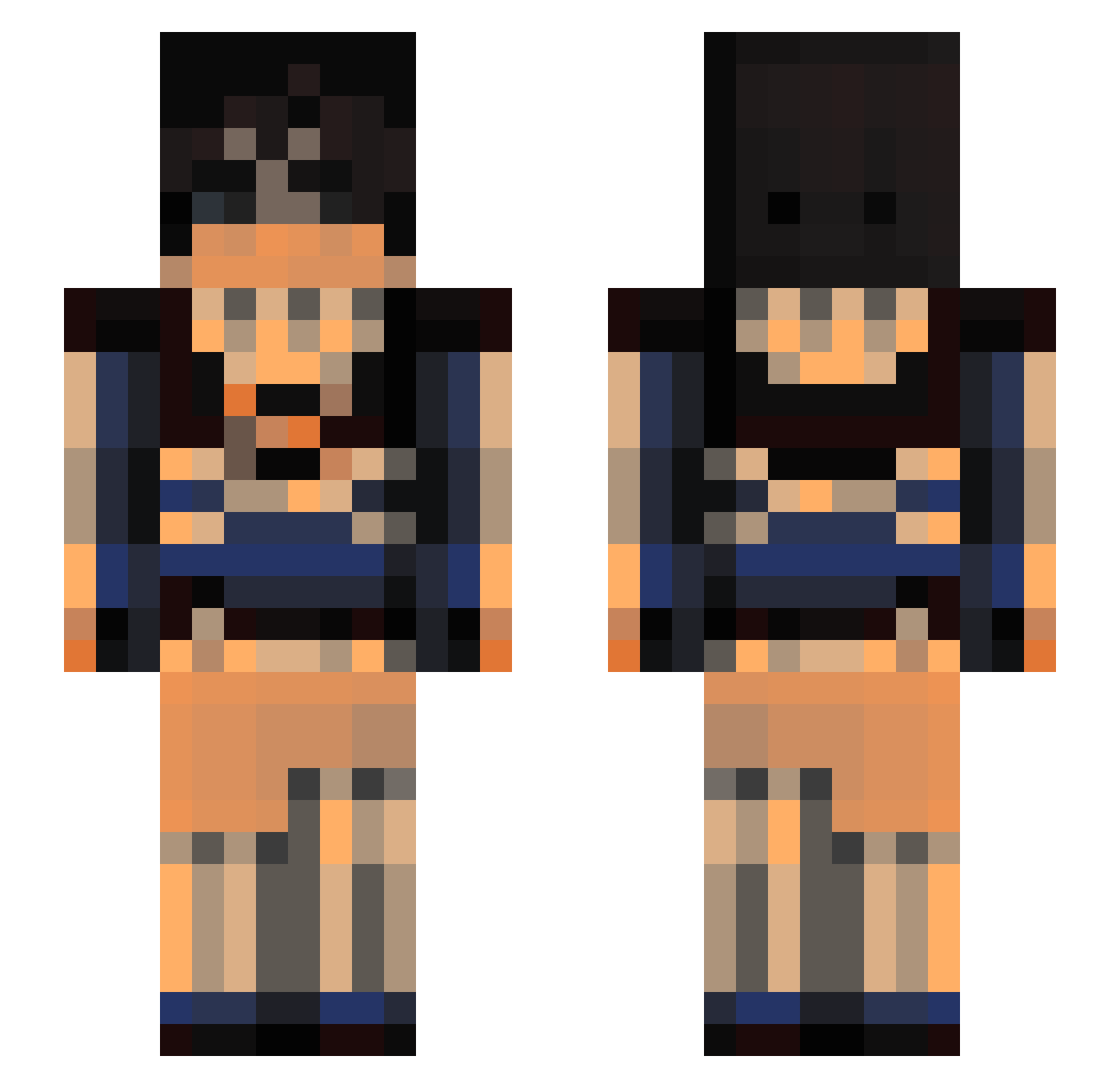 NoZinth Minecraft skin, front and back view