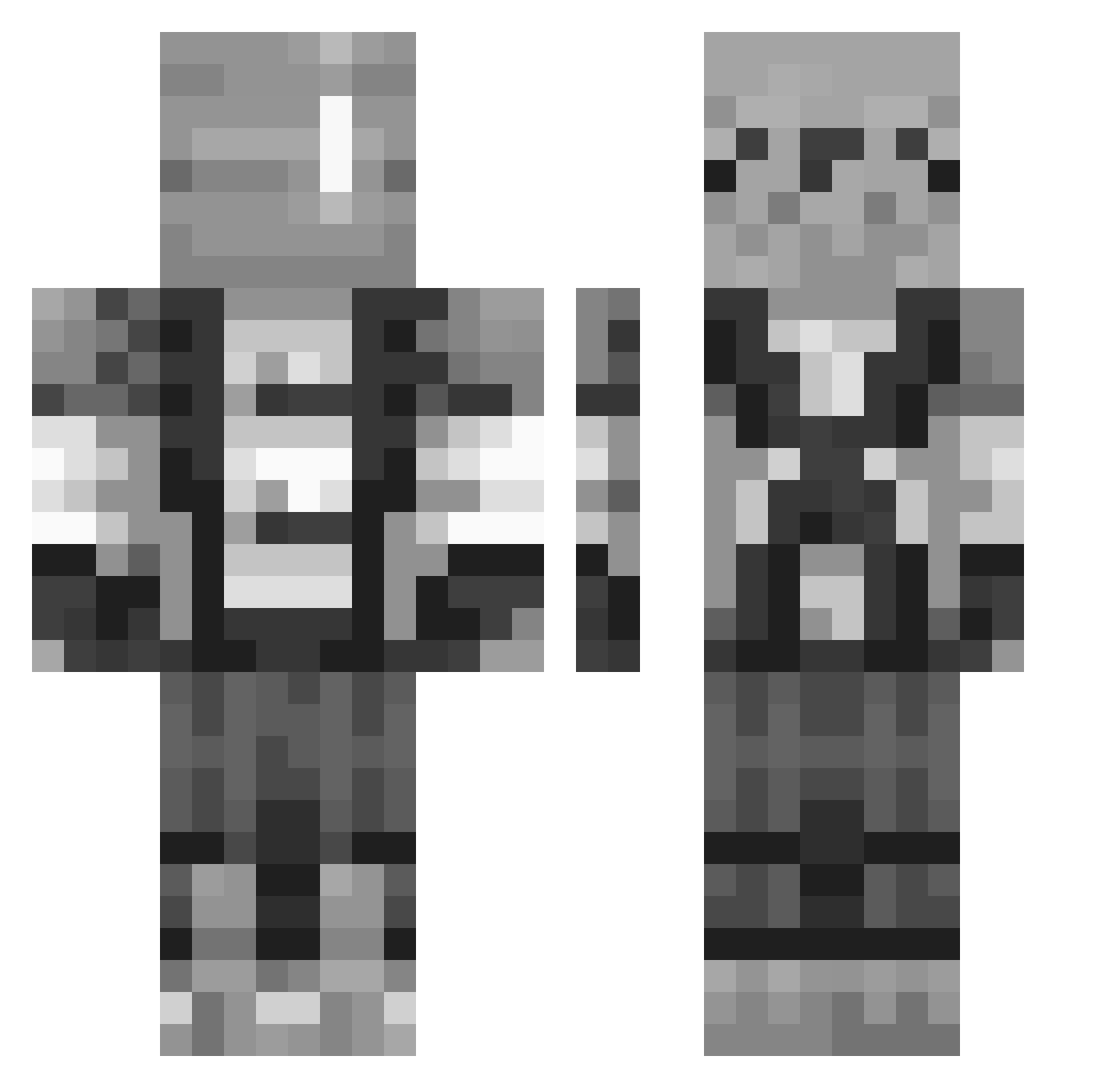 WDraster Minecraft skin, front and back view