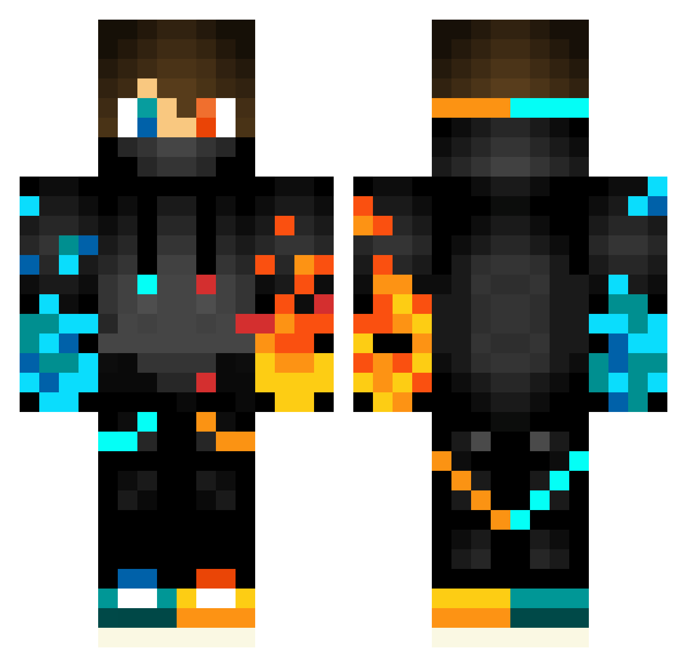 revplayer Minecraft skin, front and back view