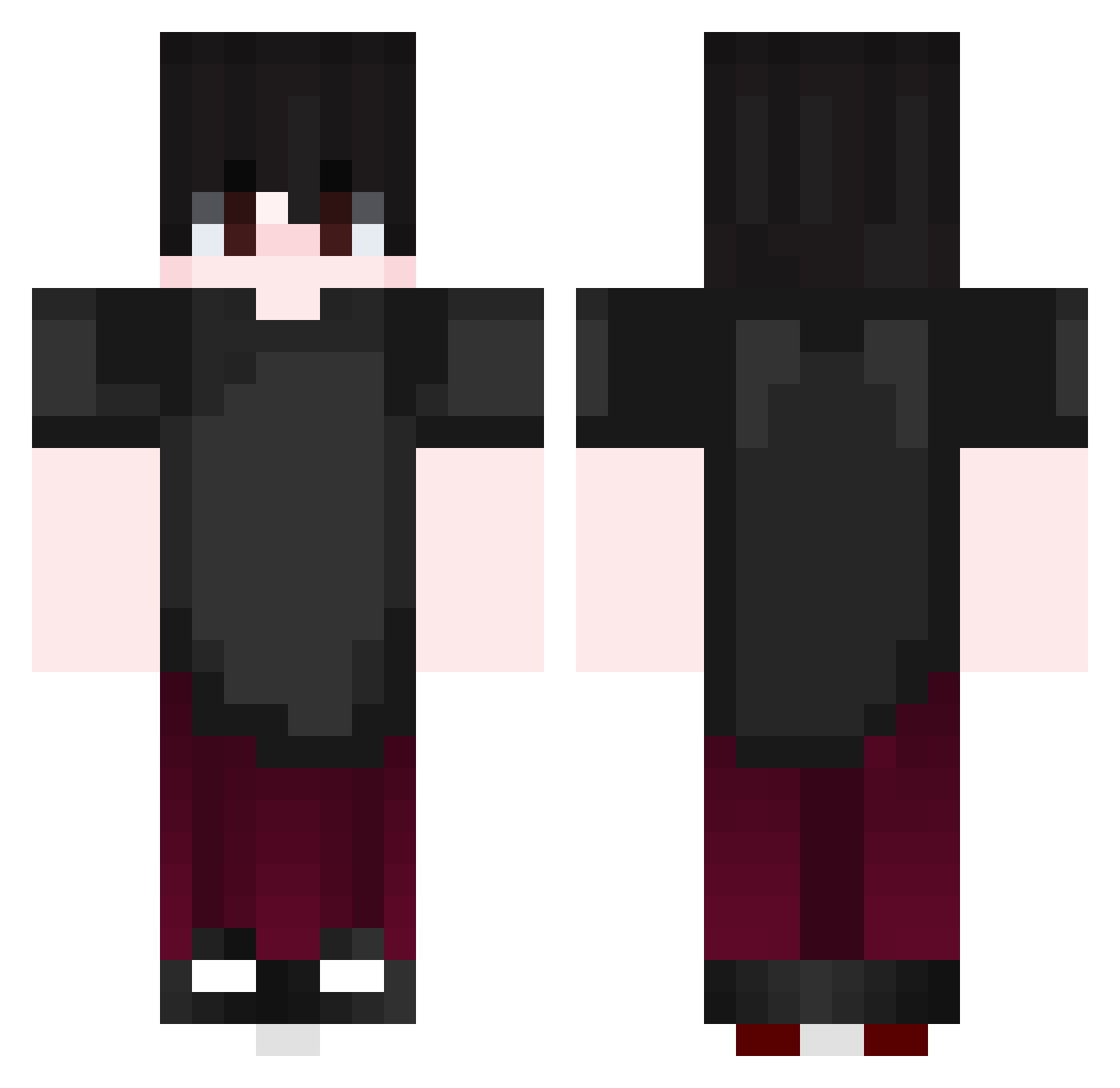 SanPlaysPvP Minecraft skin, front and back view