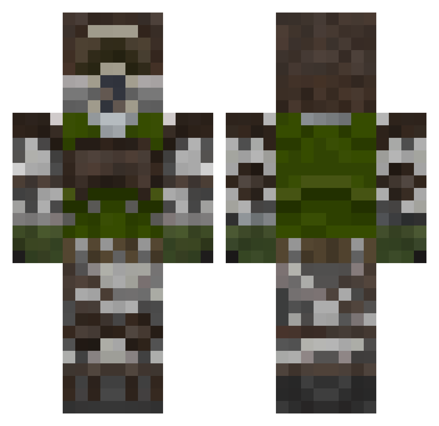 drMidna Minecraft skin, front and back view