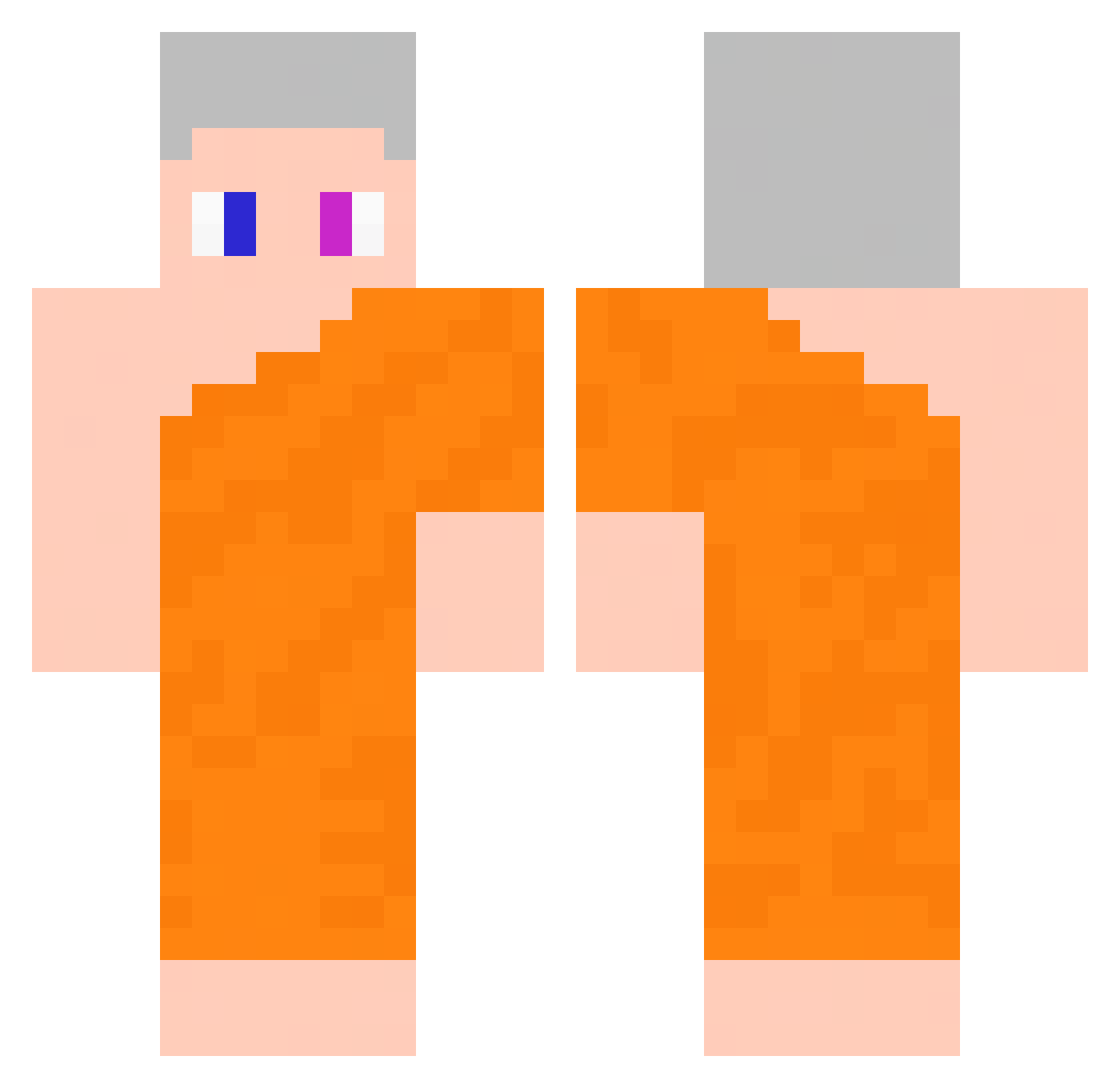 Zer04m Minecraft skin, front and back view