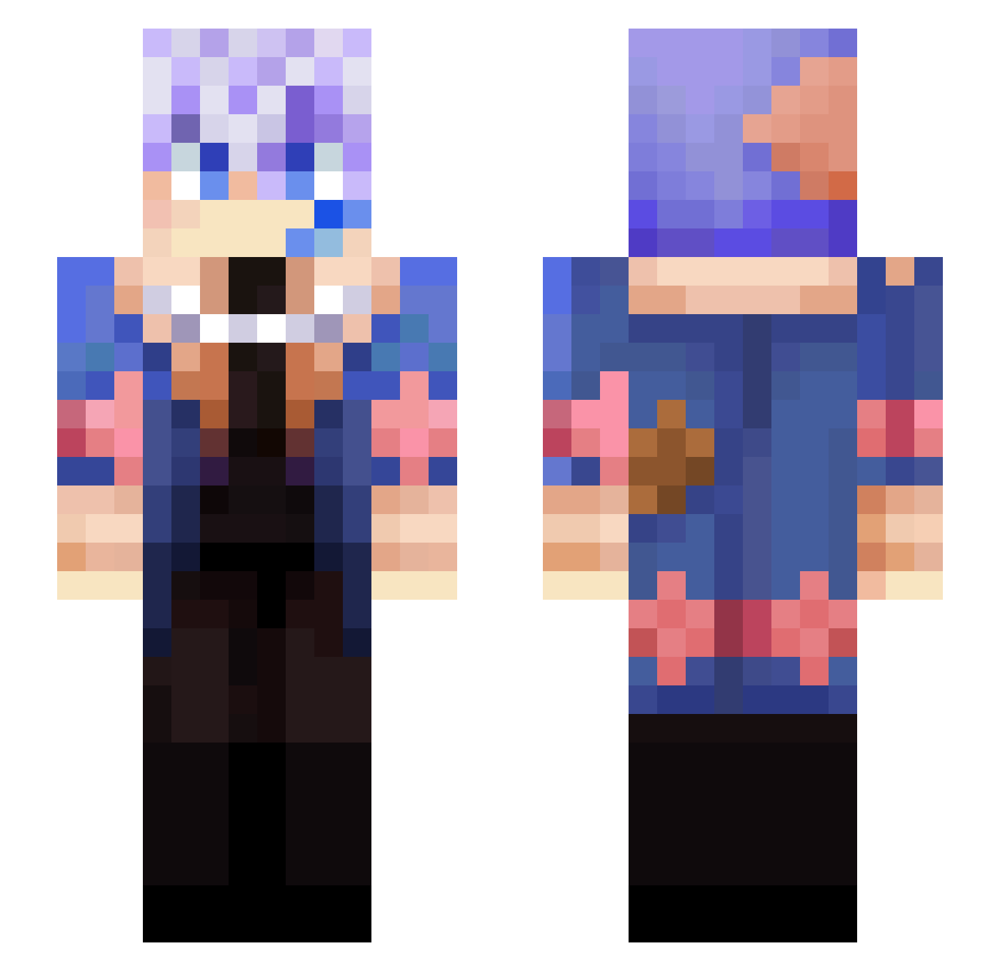 SwoleBunny Minecraft skin, front and back view