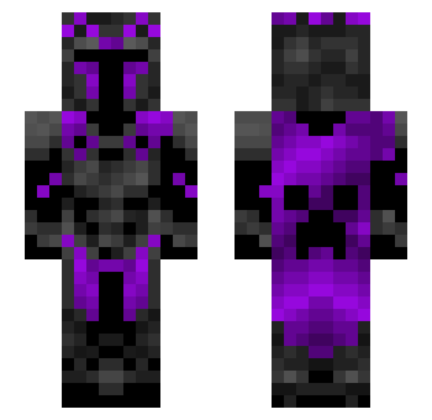 Unpeelable Minecraft skin, front and back view