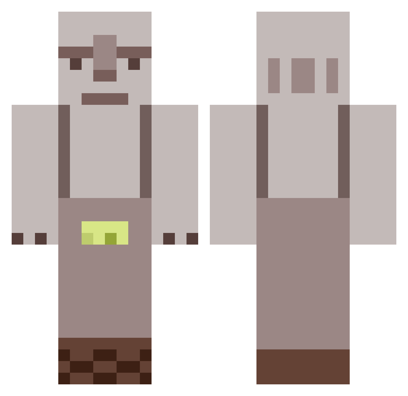 Lumpkinhead Minecraft skin, front and back view