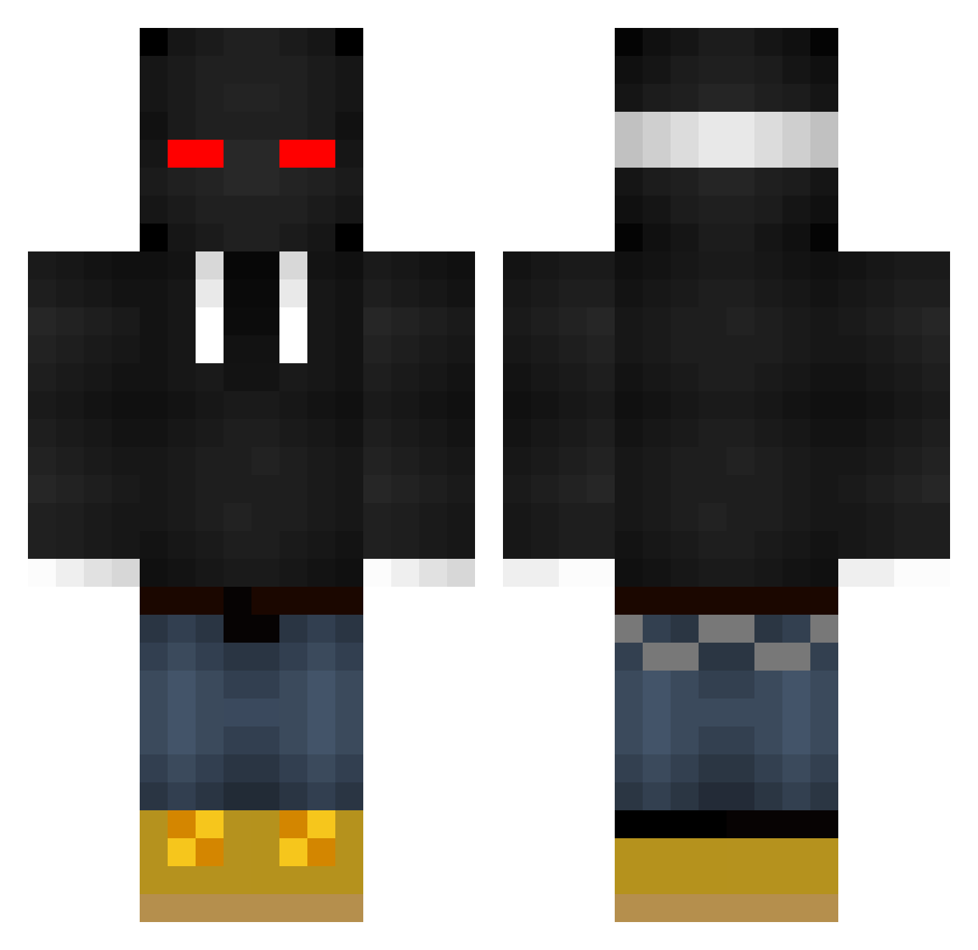 Transacted Minecraft skin, front and back view