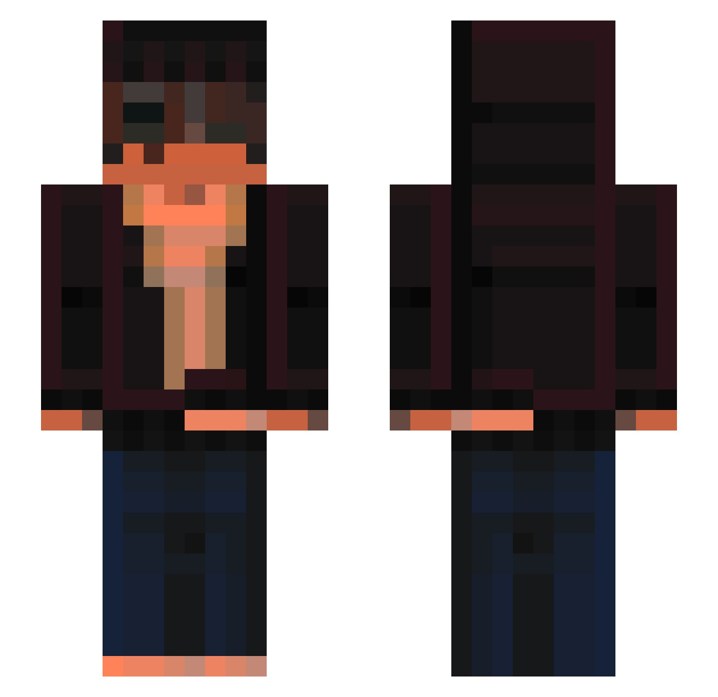 RoguePR Minecraft skin, front and back view