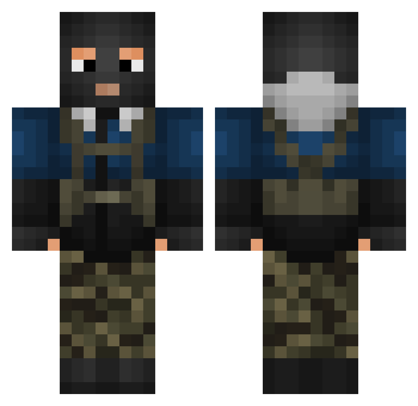 MemeGod82 Minecraft skin, front and back view
